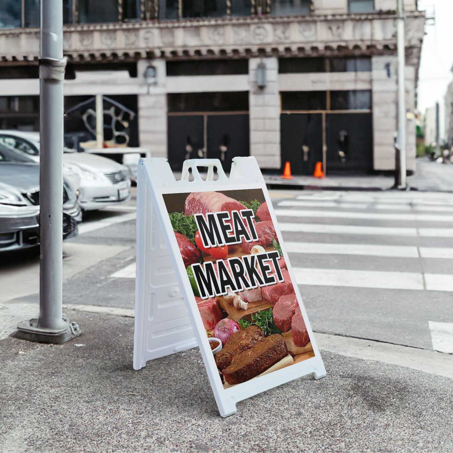 A-frame Sidewalk Meat Market 24″ x 36″ Double Sided A-Frame Sidewalk Sign