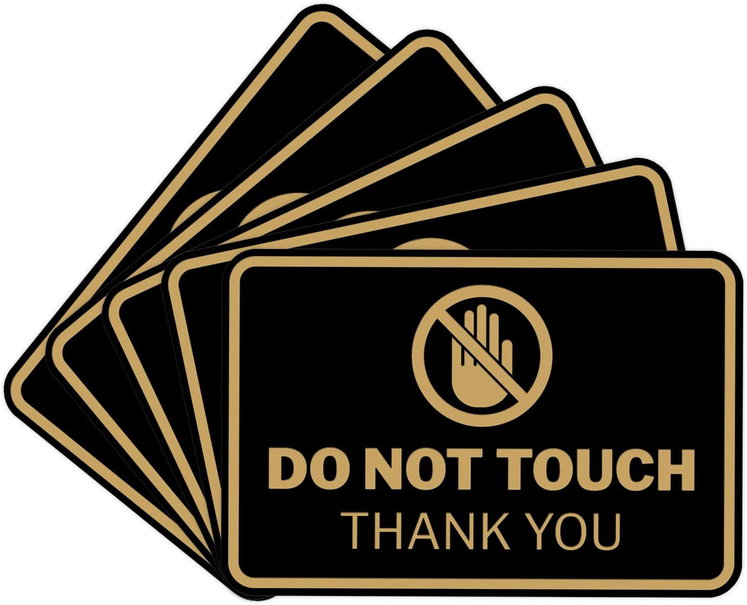 Classic Framed Do Not Touch Thank You Sign (Black/Gold) – Small (5 Pack)