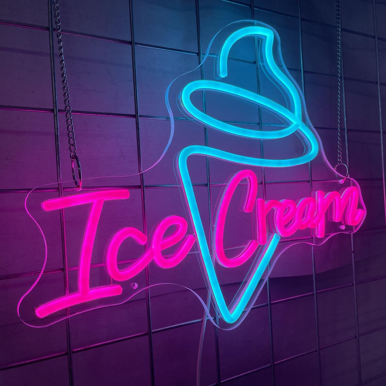 Ice Cream Neon Sign – Dimmable USB Ice Cream Letter Neon Light Up Signs for B…