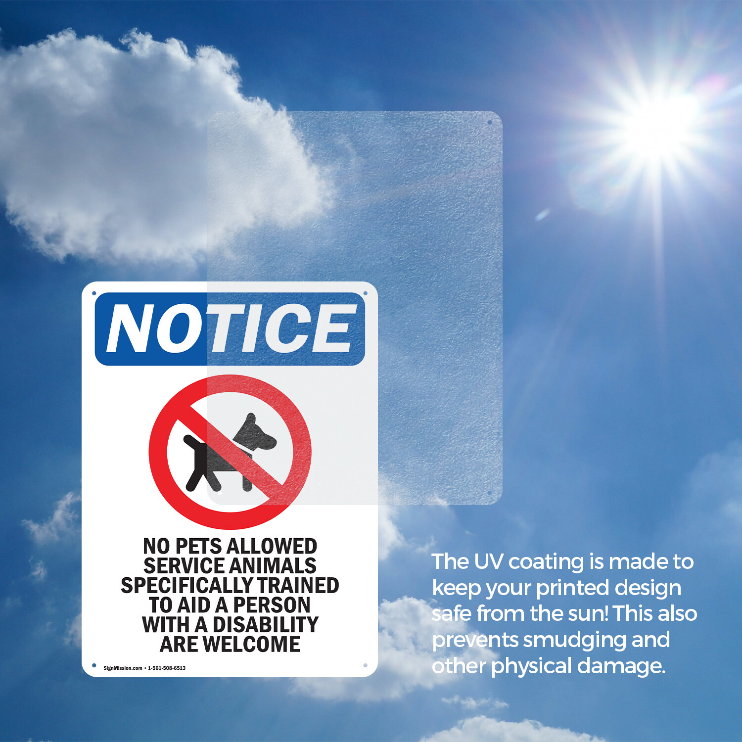 (2 Pack) No Pets Allowed Service OSHA Notice Sign Decal Metal Plastic