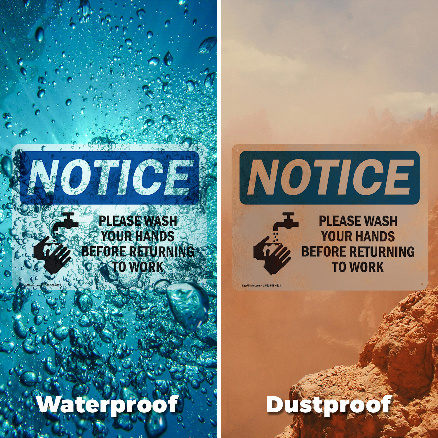 (2 Pack) Please Wash Your Hands Before OSHA Notice Sign Decal Metal Plastic