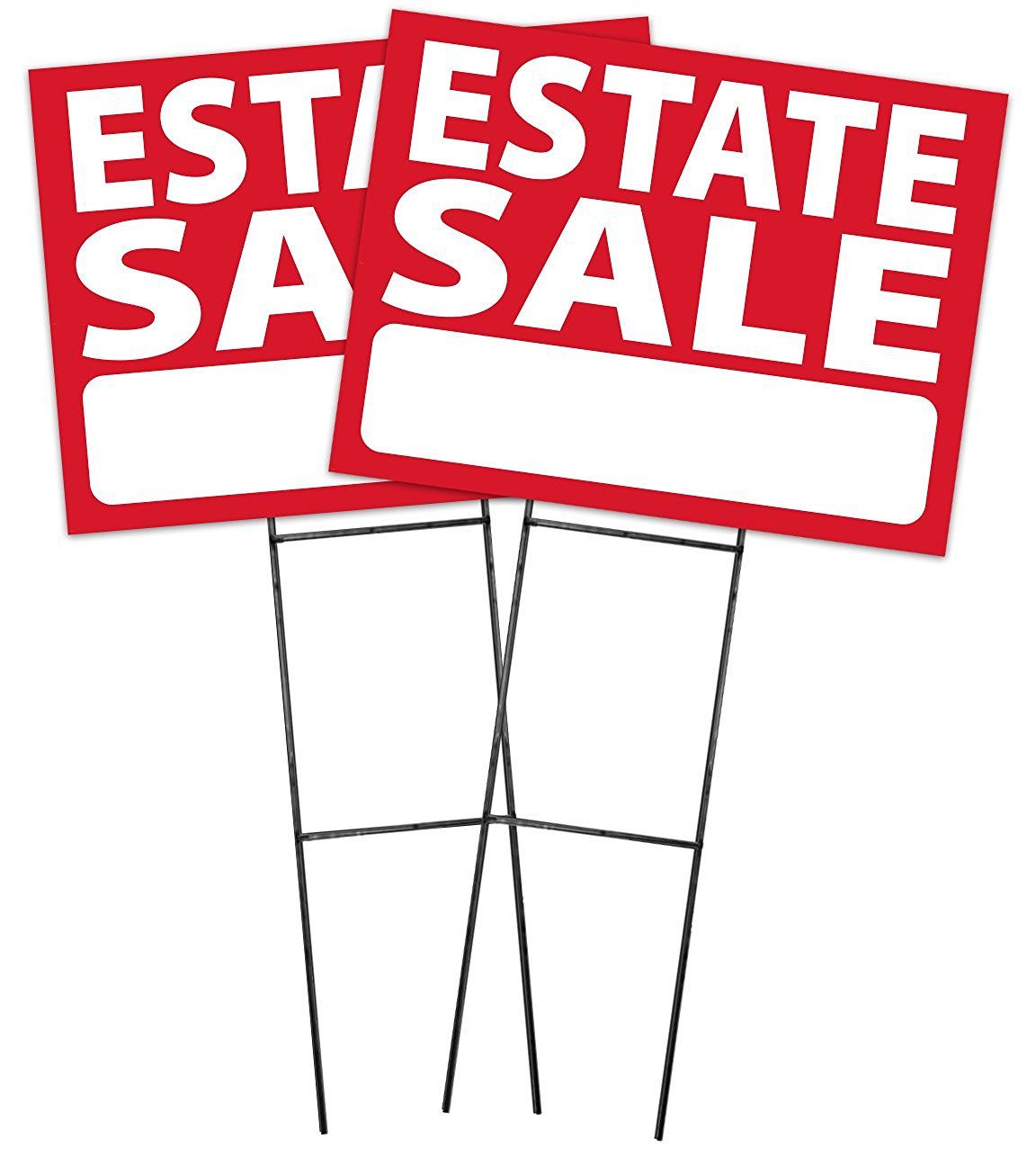 Large (18″x24″) Estate Sale – RED – Sign Kit with Stands – 2 Pack