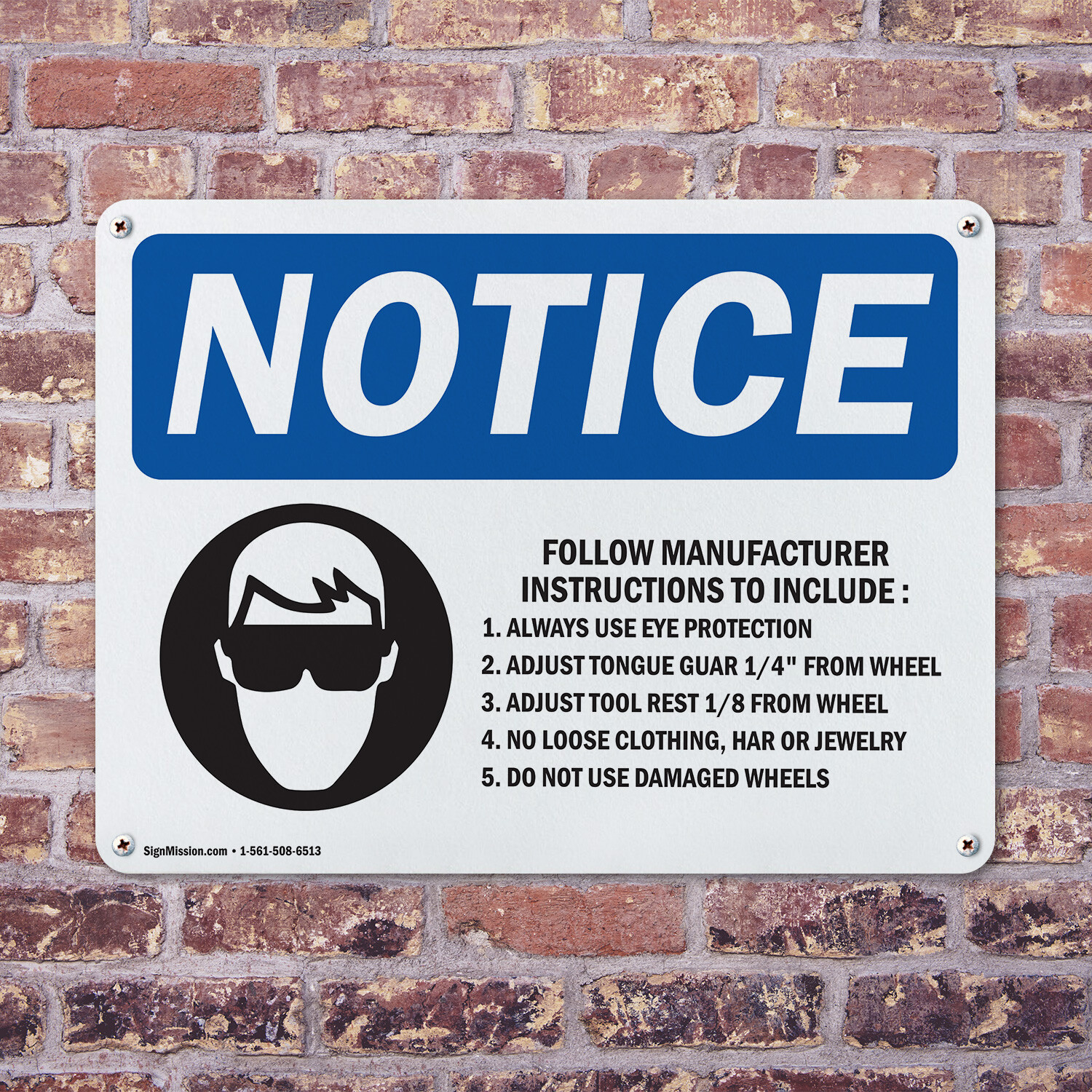 (2 Pack) Follow Manufacturer Instructions OSHA Notice Sign Decal Metal Plastic