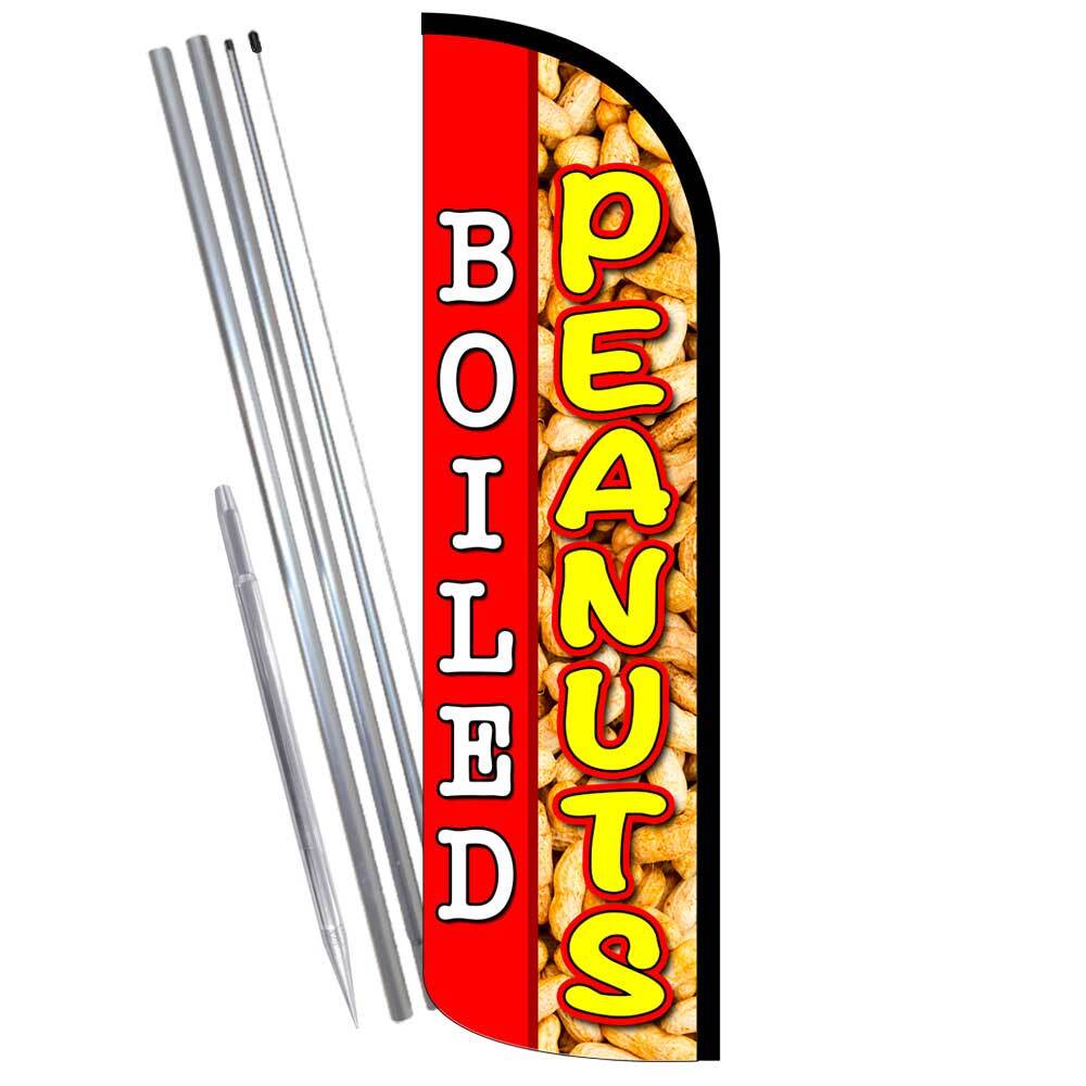 Boiled Peanuts Premium Windless Feather Flag Bundle (Complete Kit) OR Optional