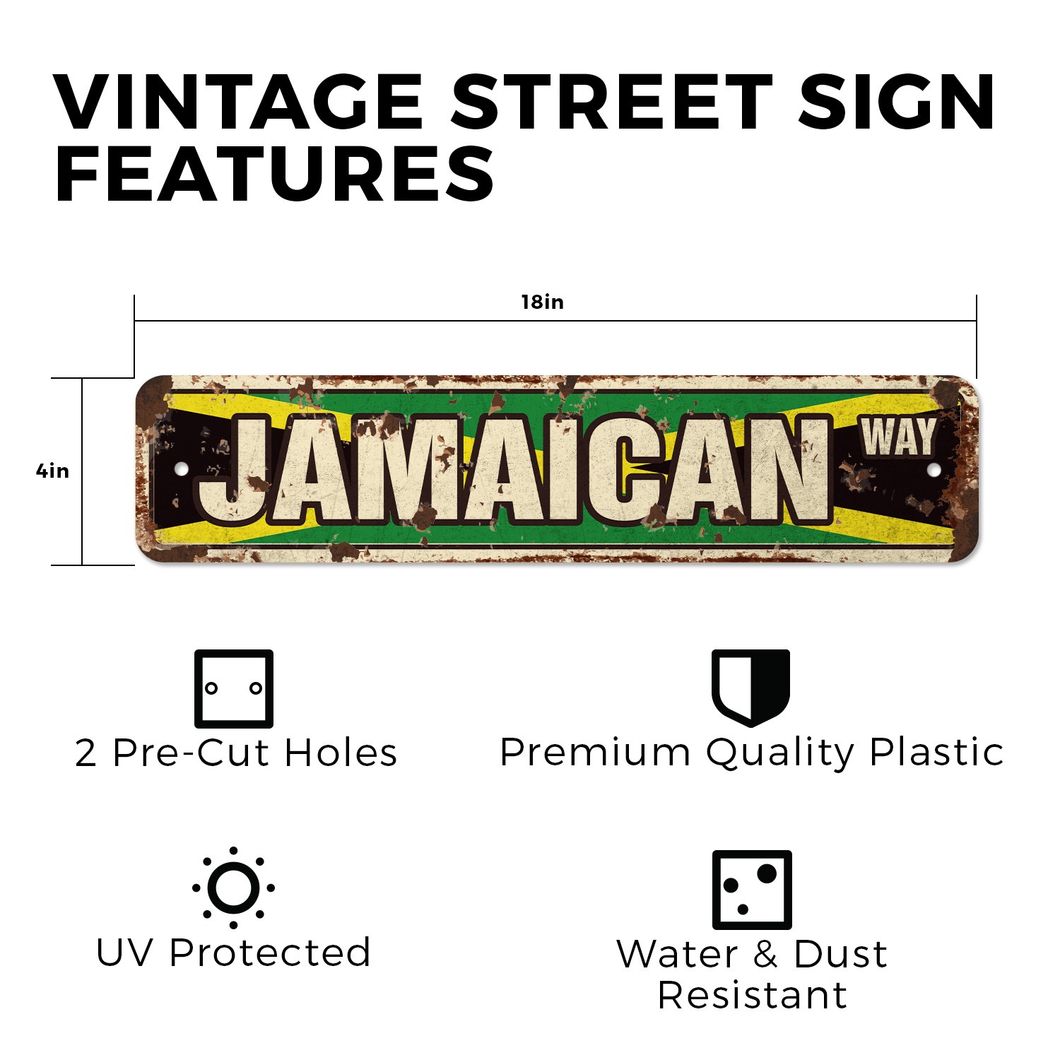 JAMAICAN FLAG Vintage Style Street Sign jamaica national nation pride country