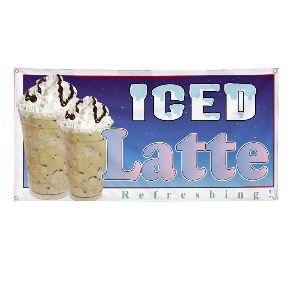 Vinyl Banner Multiple Sizes Iced Latte Restaurant Cafe Bar A Restaurant & Food