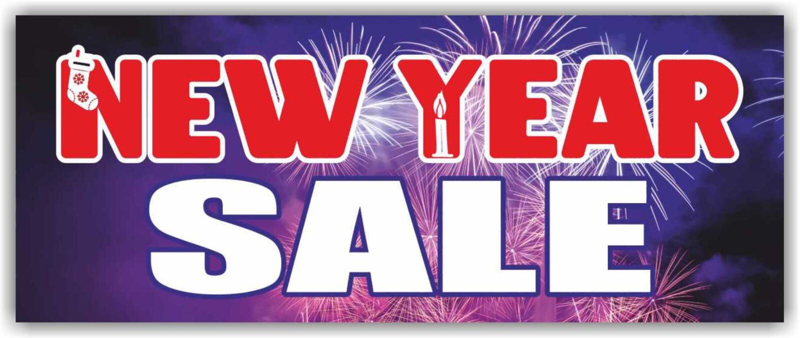 New Year SALE Advertising Banner Vinyl Mesh Sign Merry Christmas Holidays Xmas