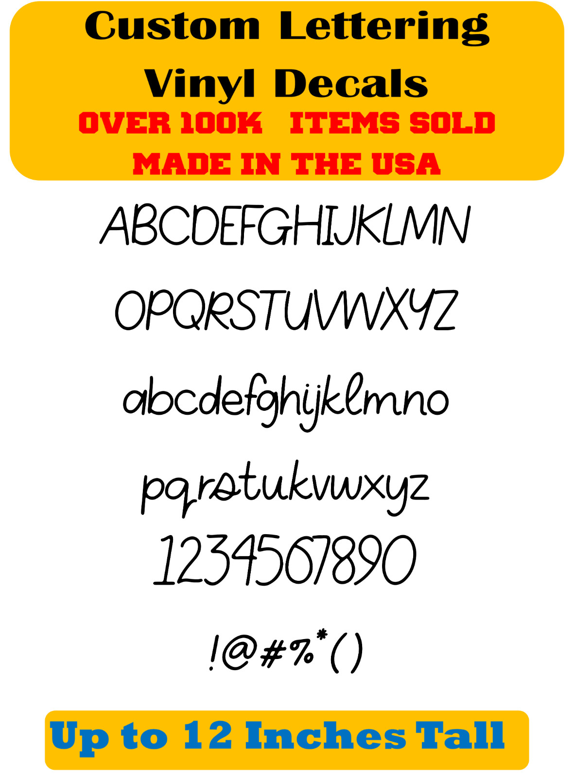 Custom Personalized Decal Vinyl Lettering Text Business Sign Handwritten Font vL