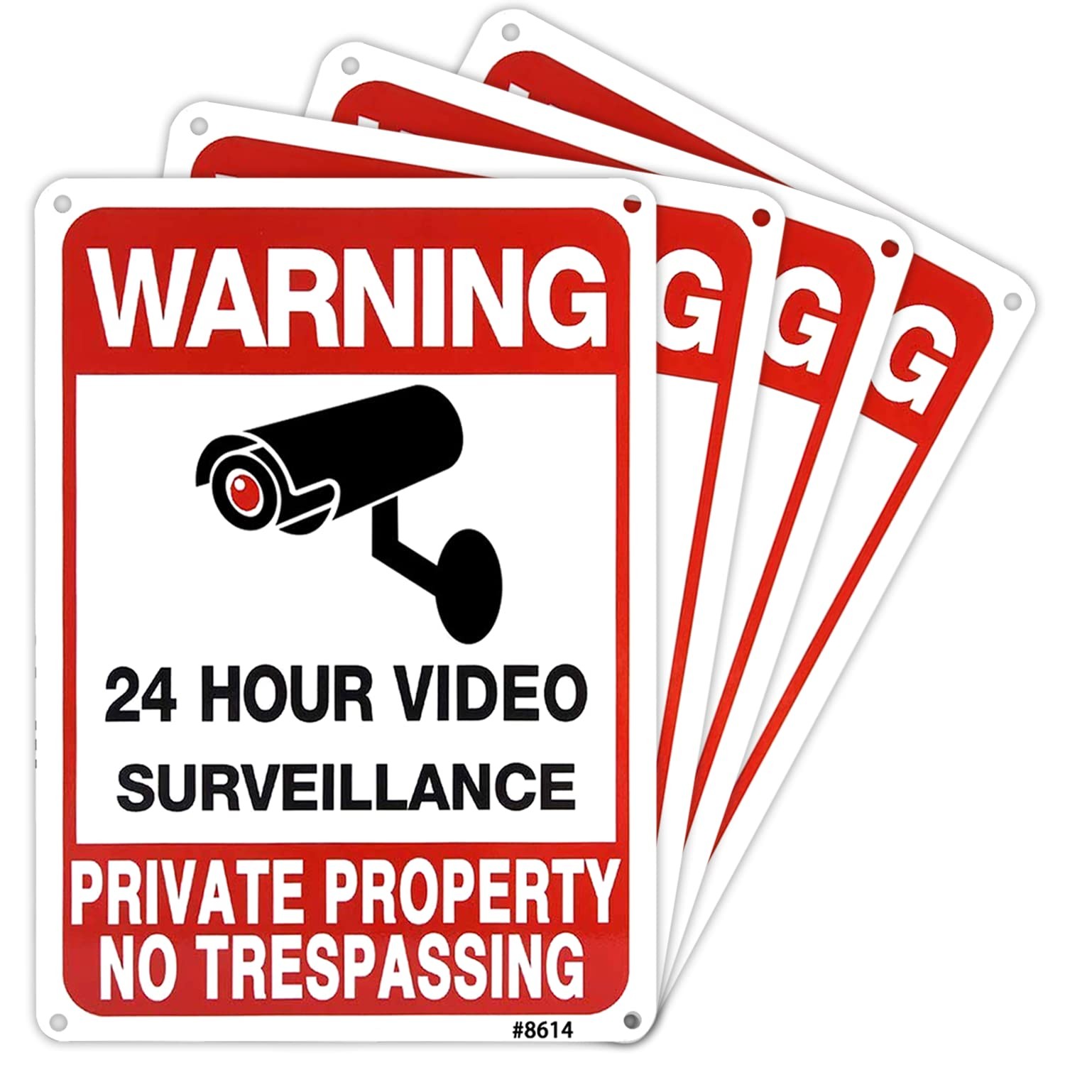 4-Pack No Trespassing Signs Private Property, 10×7 Inch Heavy Duty Rust-Free