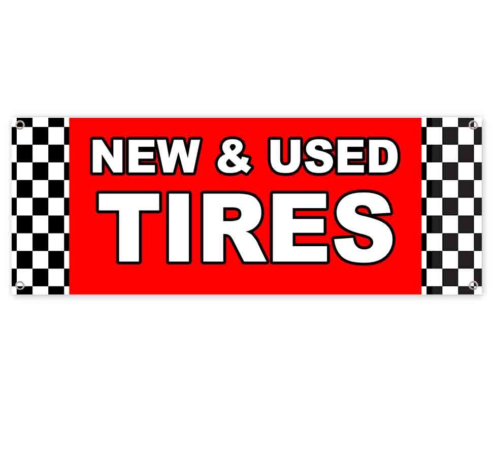 NEW & USED TIRES CLEARANCE BANNER Advertising Vinyl Flag Sign INV HOLIDAY XMAS
