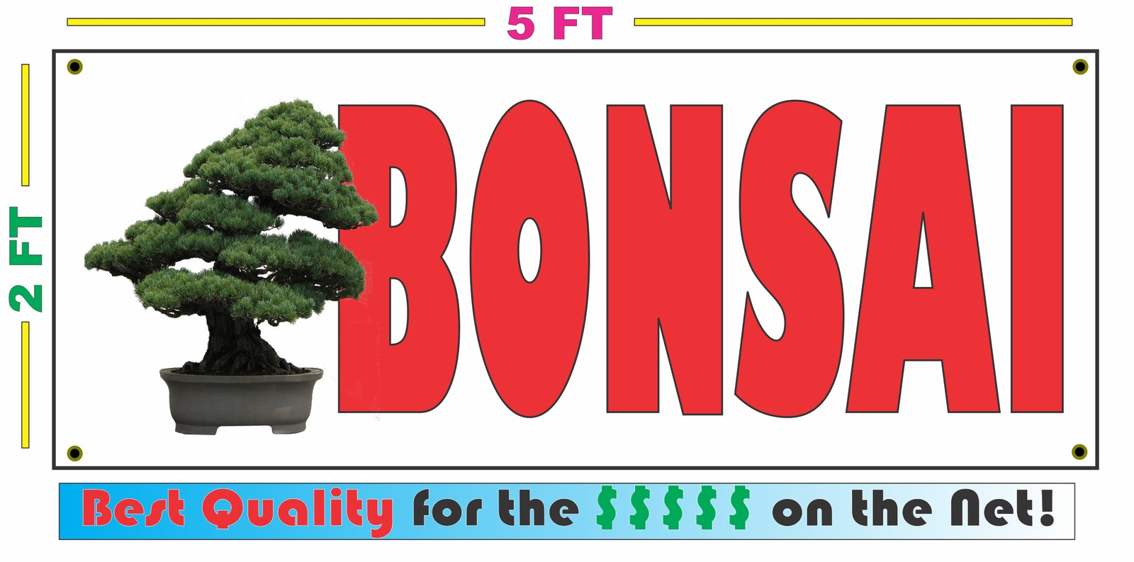Full Color BONSAI Banner Sign for Tree in pot garden