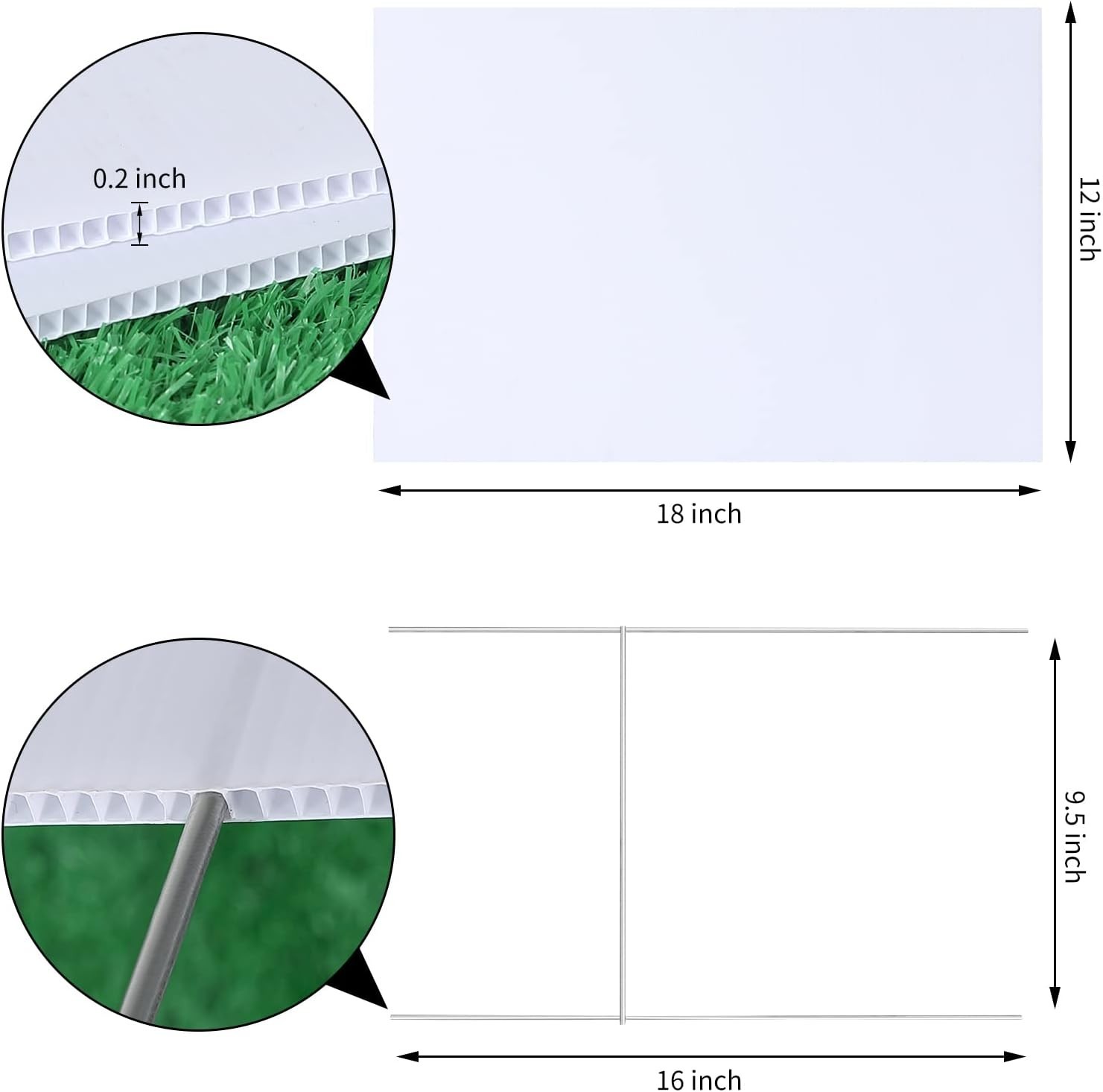 10 Pack 18×12 Inch Waterproof Corrugated Plastic Yard Signs with Stakes for G…