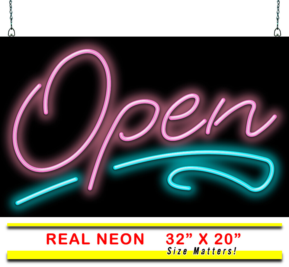 Designer Open Neon Sign XL Jantec 32″ x 20″ Salon Spa Boutique Shop
