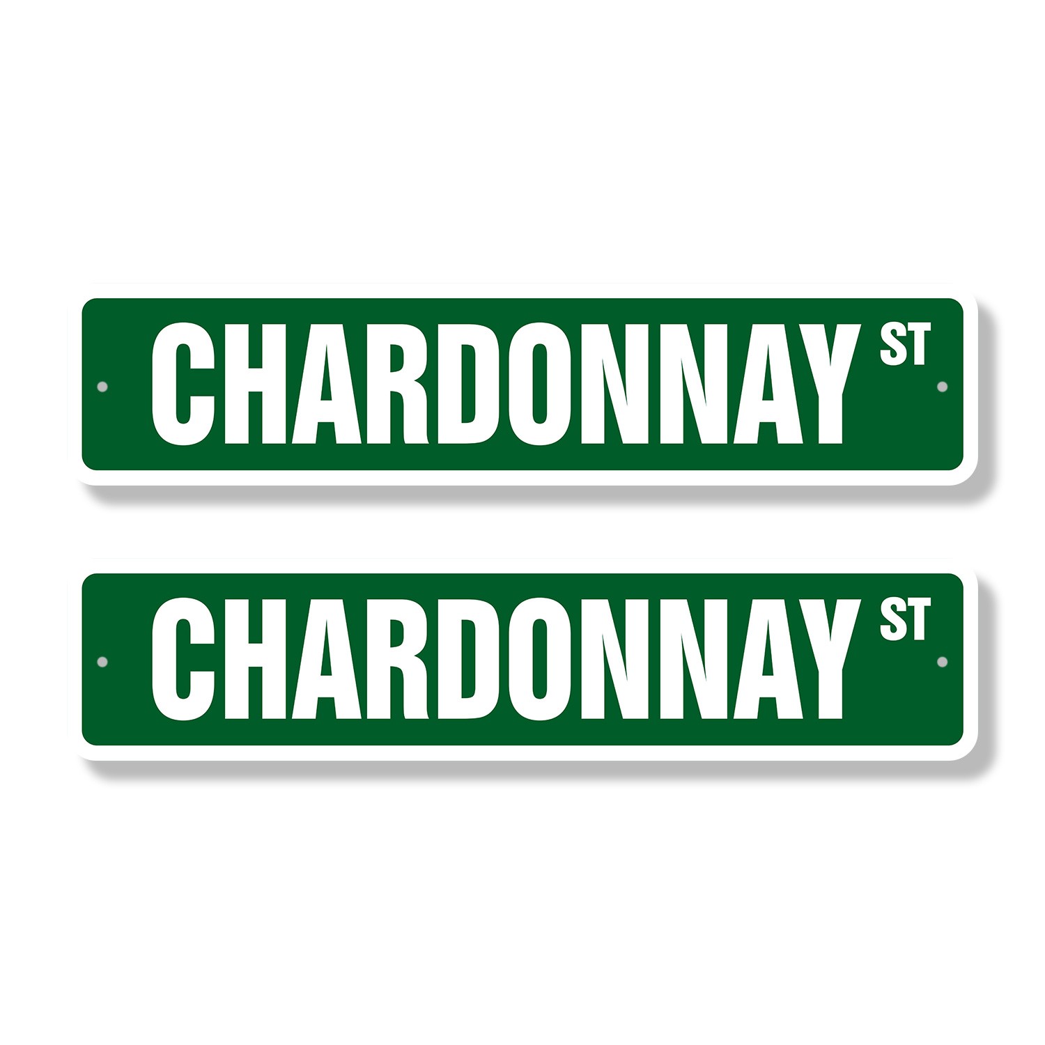 CHARDONNAY Street Sign (2 Pack) Metal Road Sign wine drinker glass bar cafe