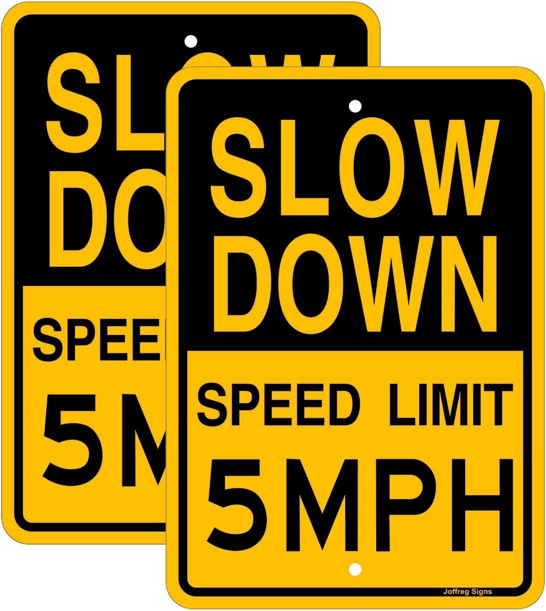 Easy-Install 5 MPH Speed Limit Sign, Reflective Aluminum, 2-Pack, 17 x 12 Inches