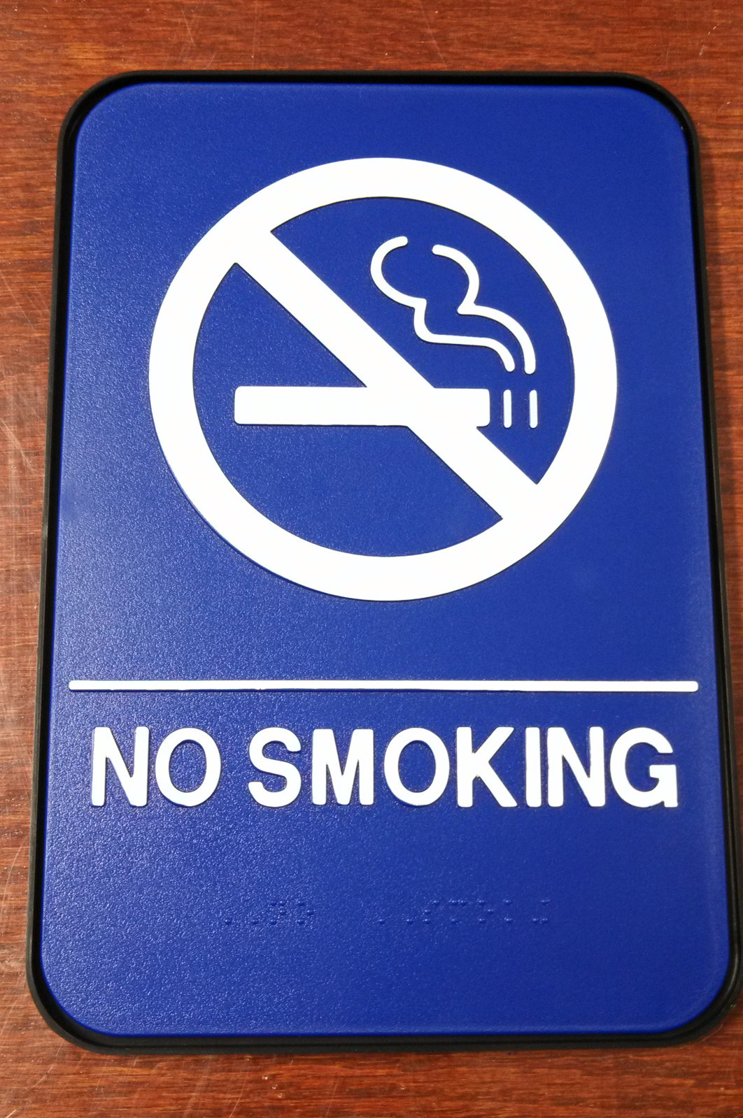 NO SMOKING Sign ADA Compliant Blue w/Braille +FRAME Public Accommodations Facili