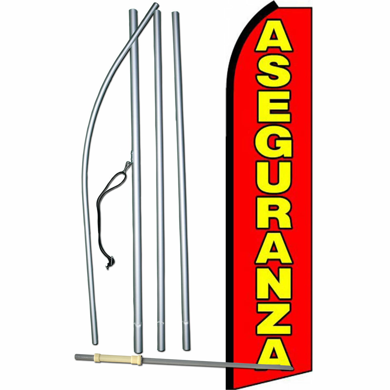 Aseguranza Insurance Flag Flutter Feather Banner Swooper Bundle COMPLETE Kit