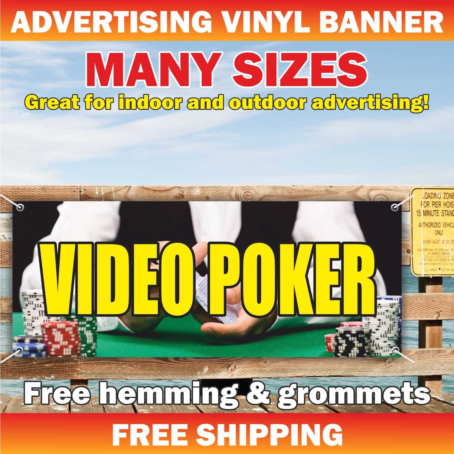 VIDEO POKER Advertising Banner Vinyl Mesh Sign game casino slot bingo lottery
