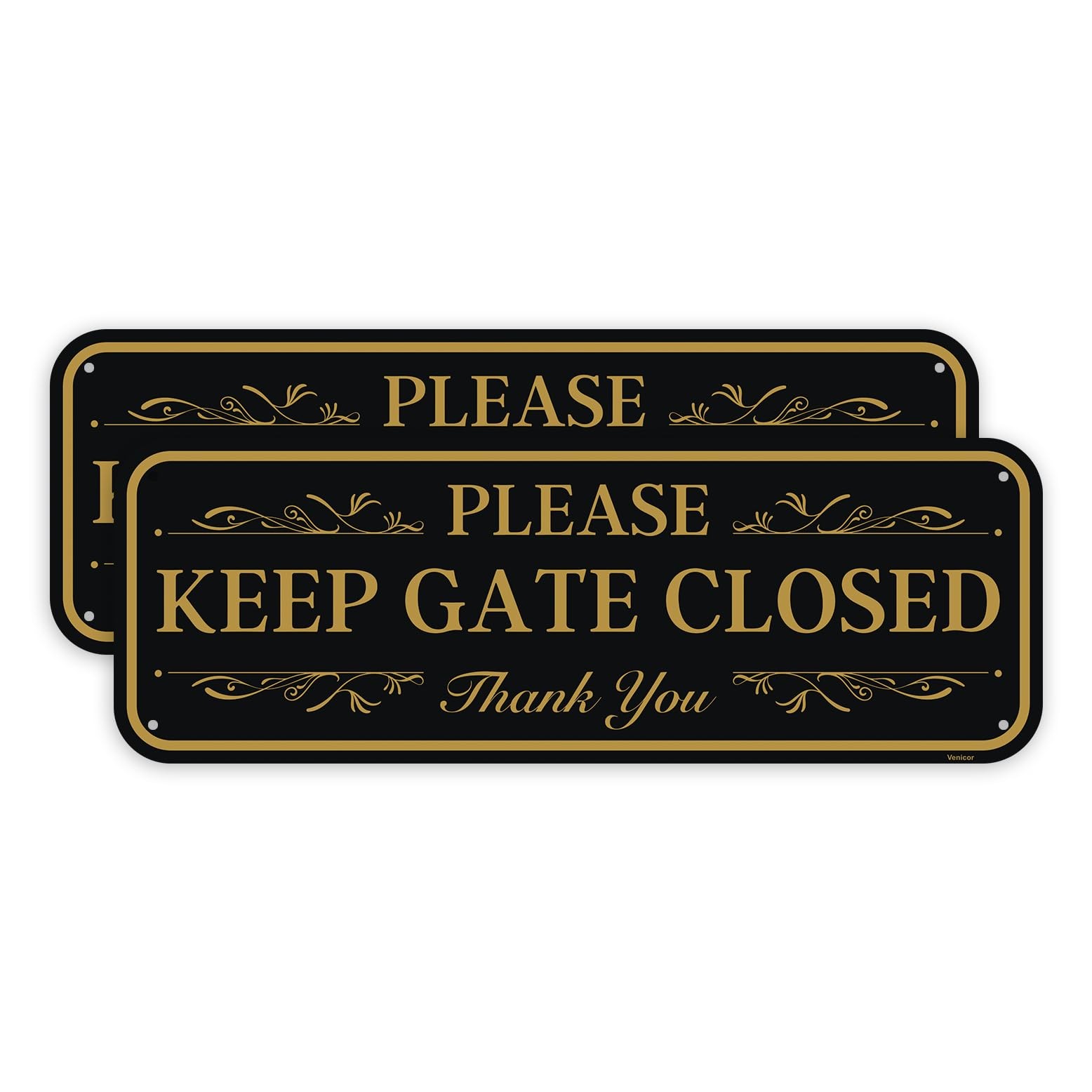 2PC Please Keep Gate Closed Sign 10 x 3.5 Inches Aluminum Please Close Gate New