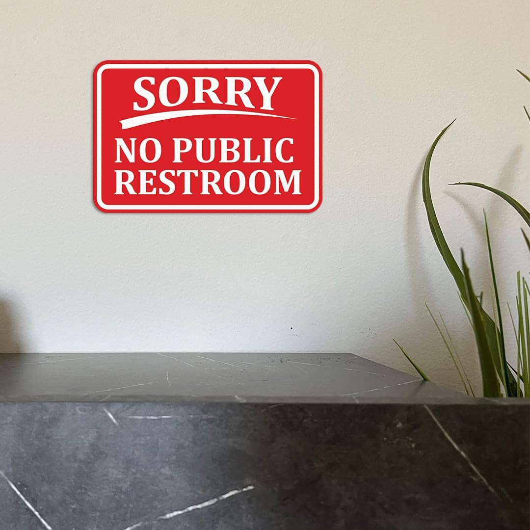 All Quality Classic Framed Sorry No Public Restroom Wall Door Sign -Red Medium