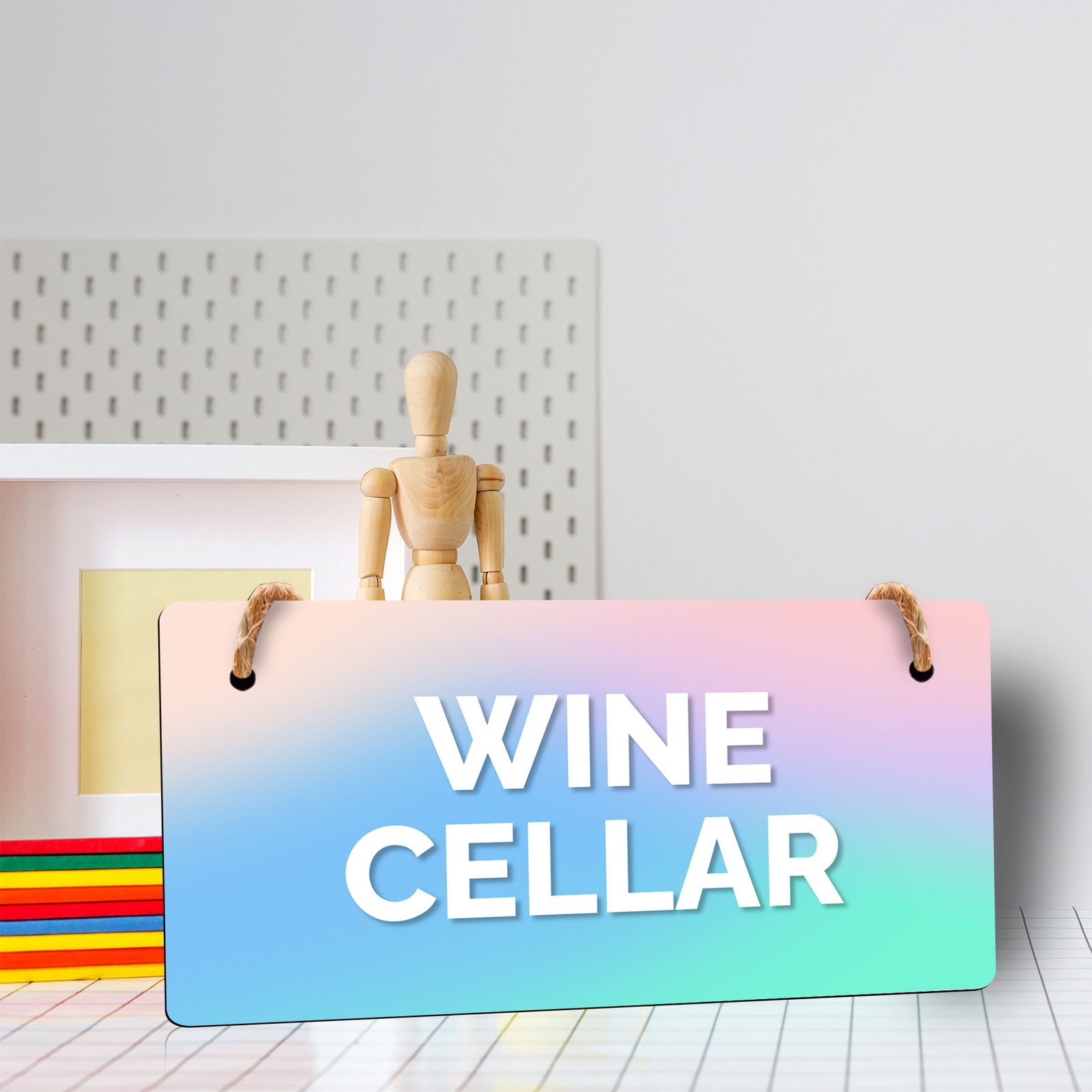 Wine Cellar 5×10 Hanging Plus Wall or Door Sign | Rustic Twine