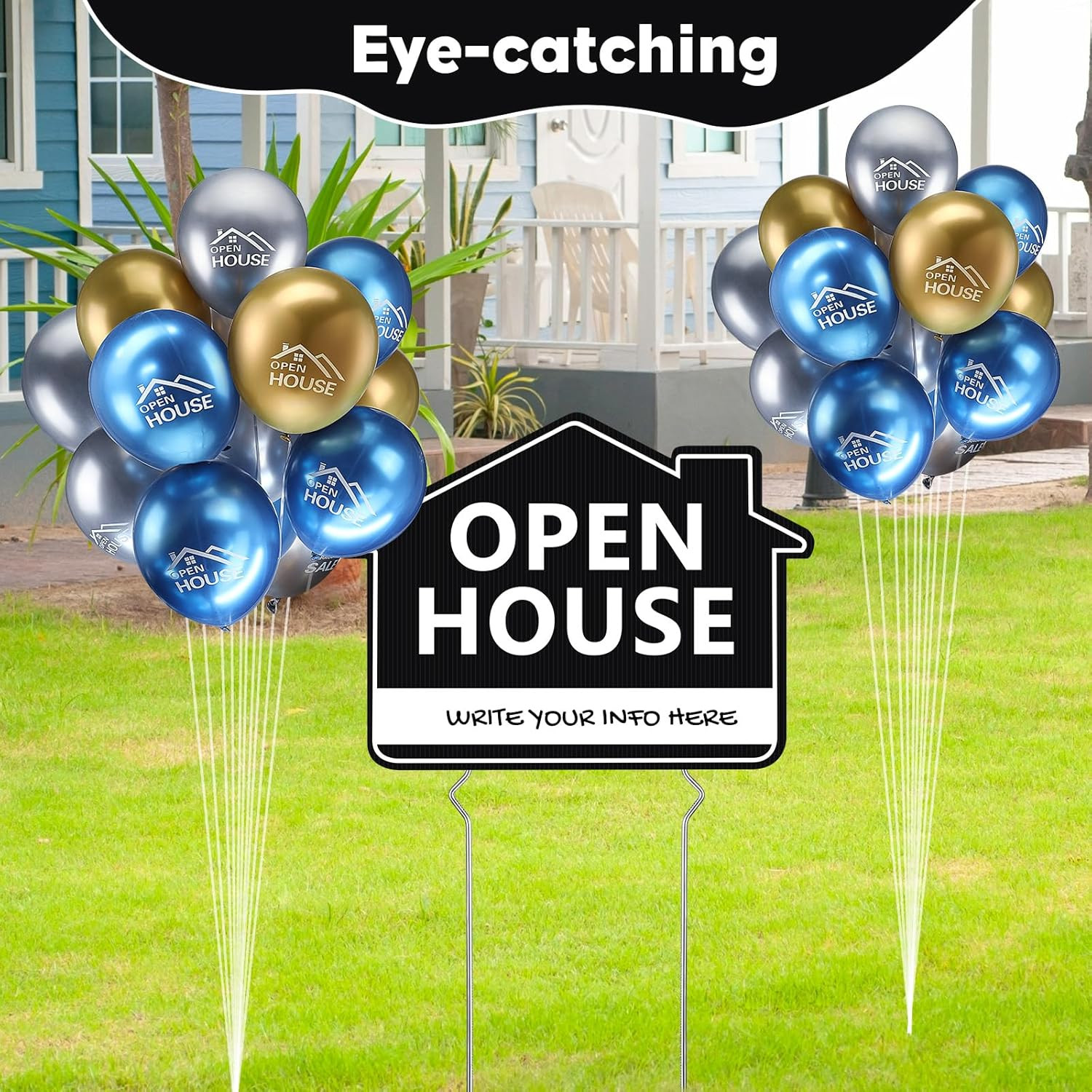 12 Pack Open House Signs with Stakes for Estate Large Double Sided Estate Sale Y
