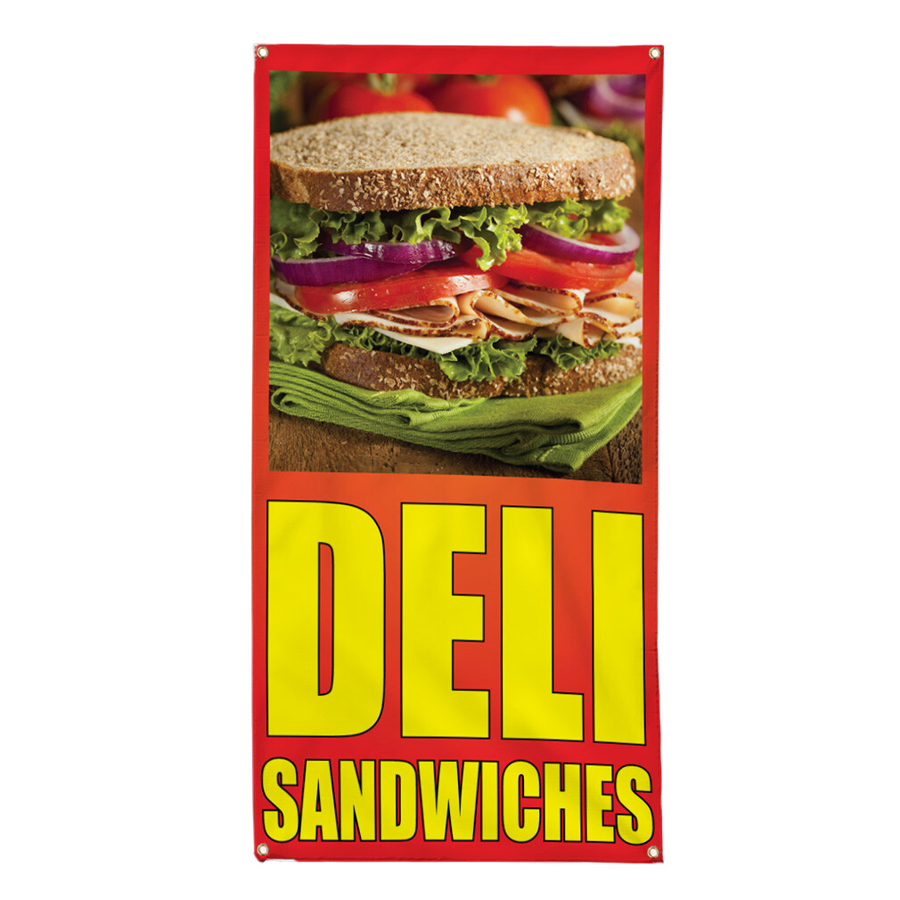Vertical Vinyl Banner Multiple Sizes Deli Sandwiches Orange Food and Drink