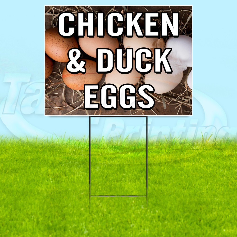 CHICKEN & DUCK EGGS 18×24 Yard Sign Plastic Corrugated WITH STAKE USA YS07890