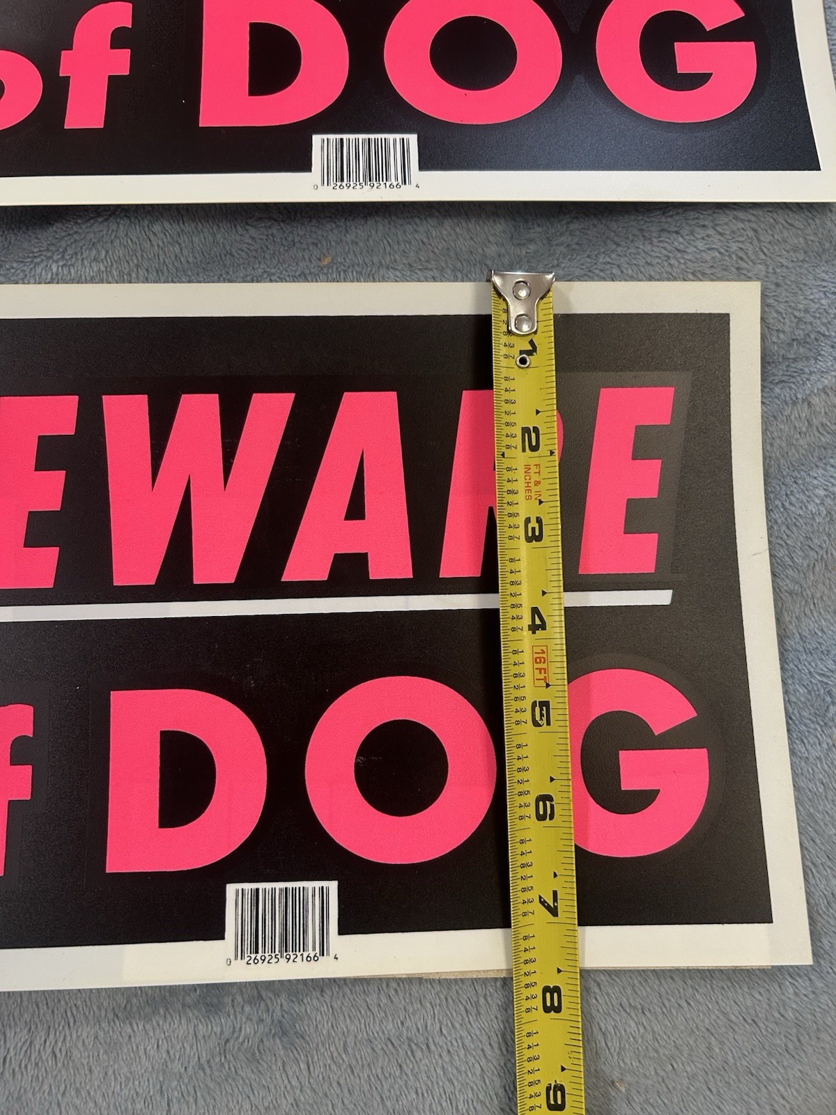 Lot Of 4 Black, Red & White Flexible Plastic “beware Of Dog” Signs