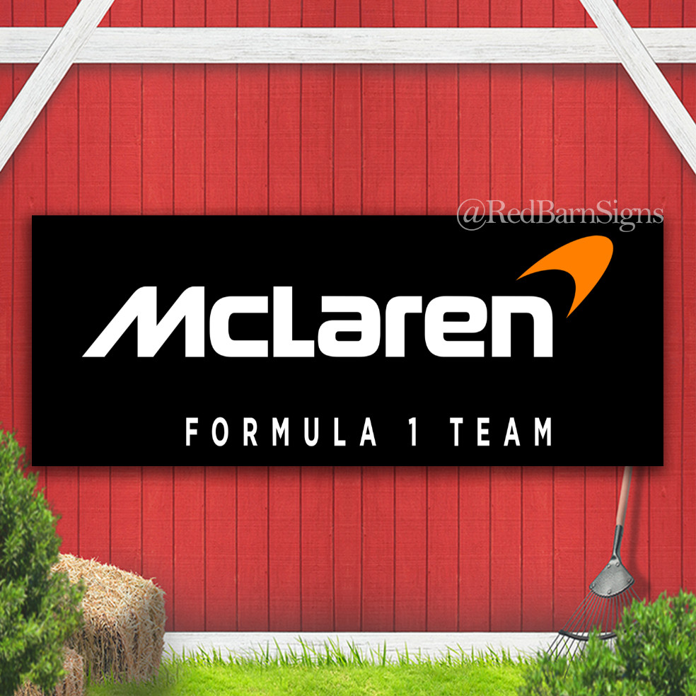 McLaren F1 Racing Team Supercar Indoor Outdoor Banner Sign with grommets