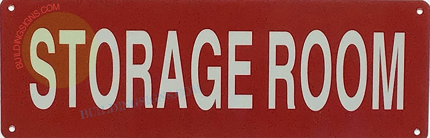 Storage Room Sign (Reflective, Aluminum, RED Background, 4X12 INCH)-REF24-1027