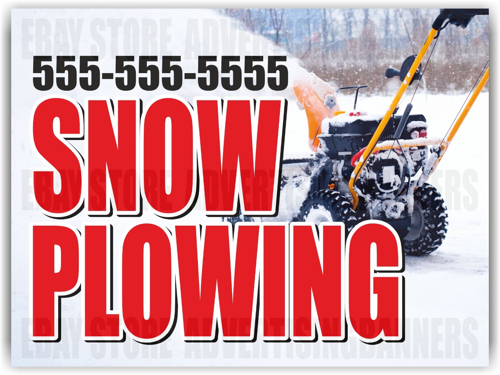 SNOW PLOWING Yard Sign with H-Stakes CUSTOMIZE PHONE NUMBER