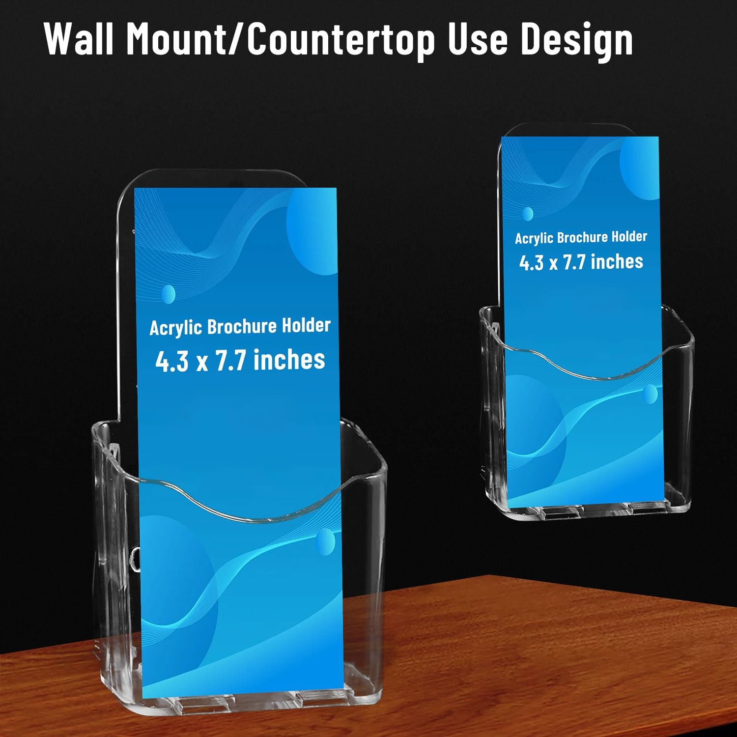 Liyeeeuo 2 Pack 4×9 Inches Brochure Display Stand,Acrylic Transparent