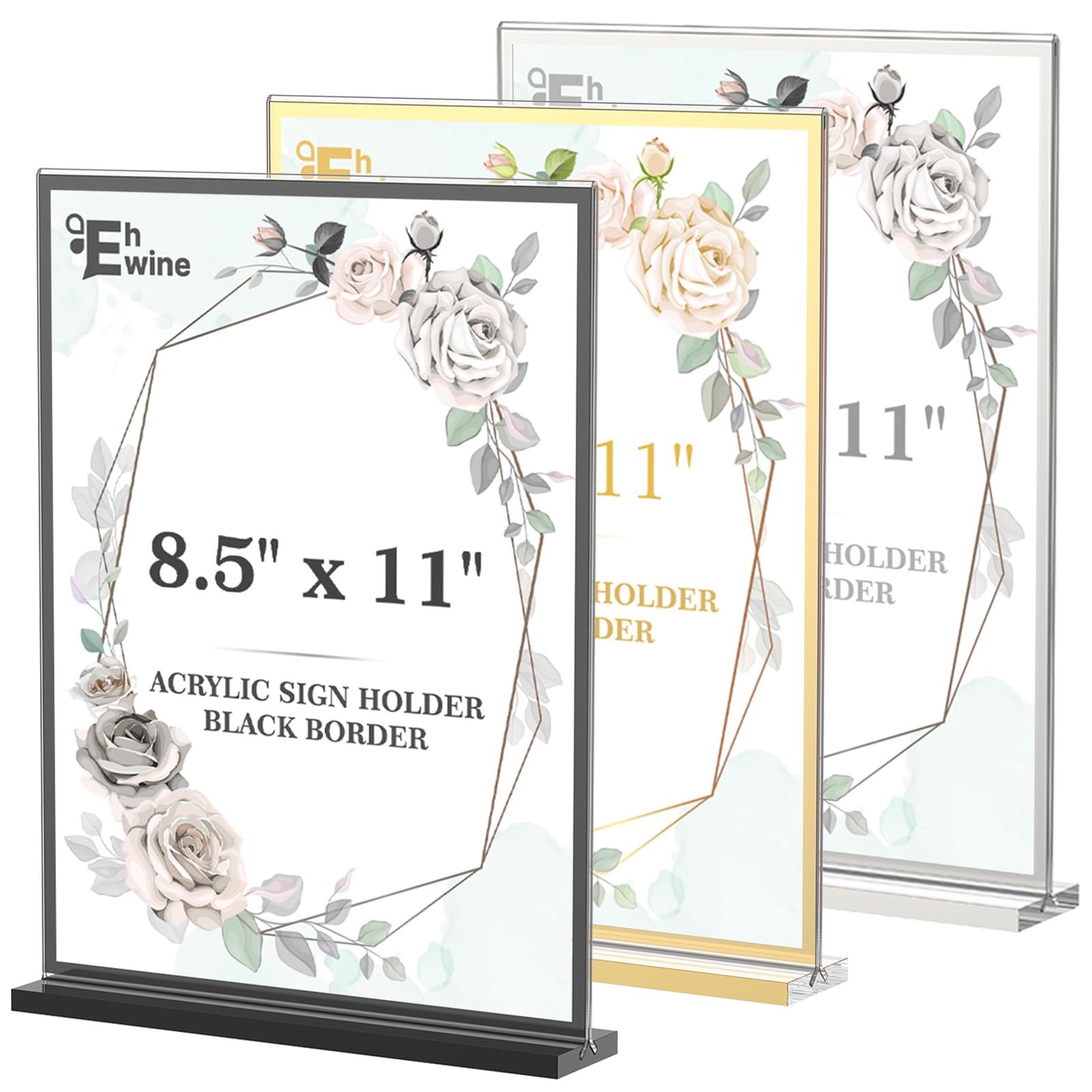 EHWINE 16 Pack Acrylic Sign Holder 8.5 x 11, x 11 inches, Black