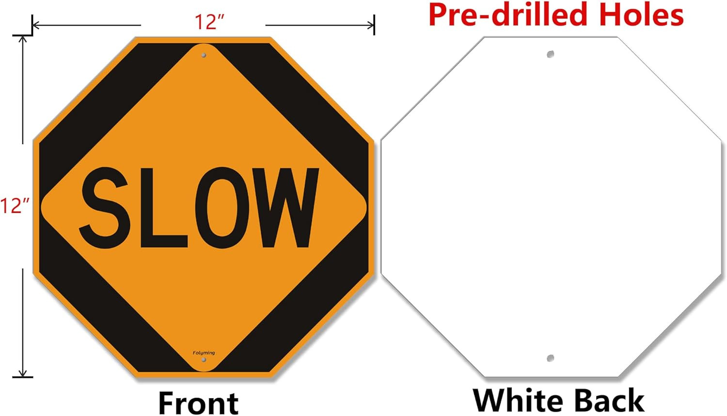 2 Pack Slow Sign Slow down Signs 12 X 12 Inches Safety Traffic Stree Sign Engine