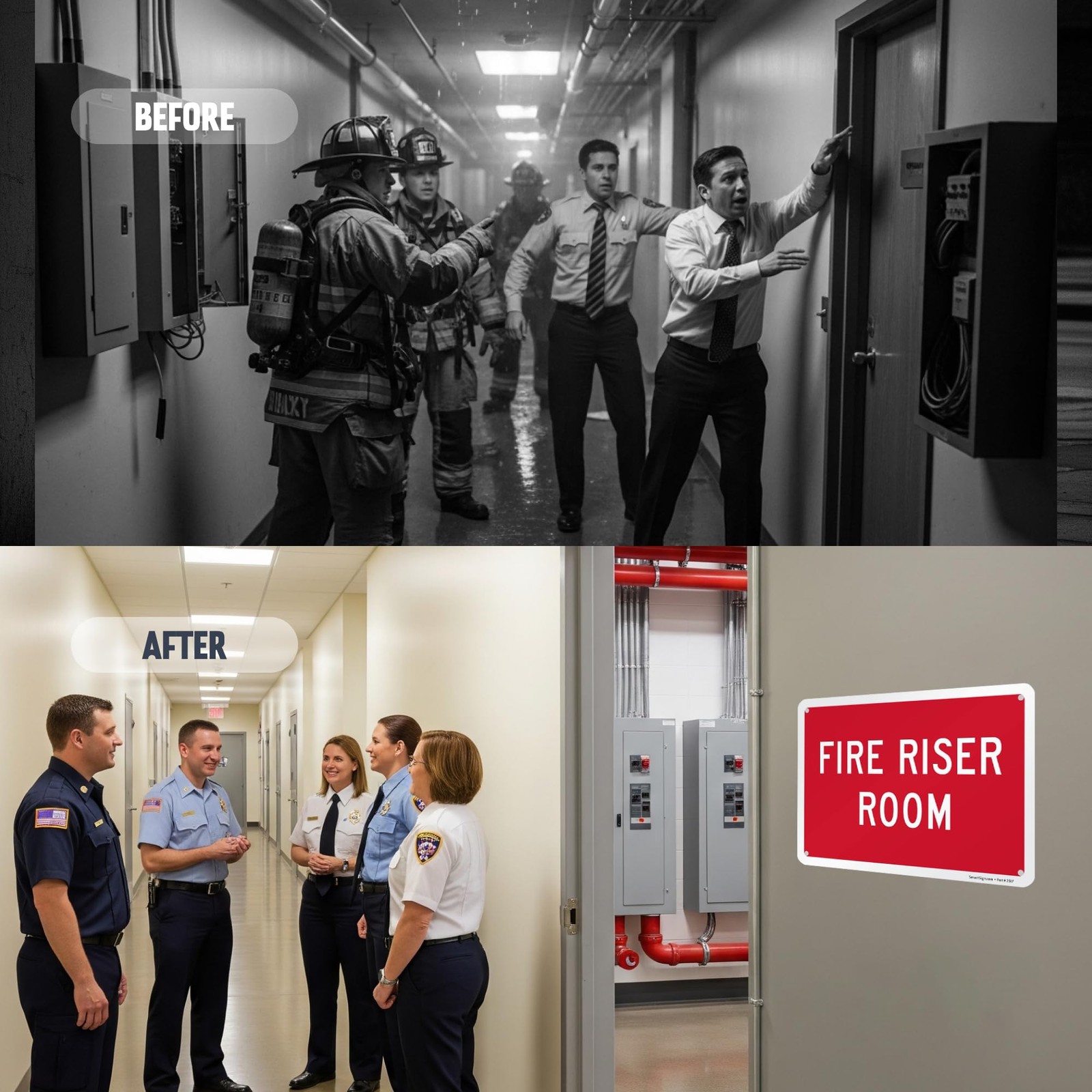 7″x10″ Aluminum “Fire Riser Room” Sign for Commercial Industrial Buildings