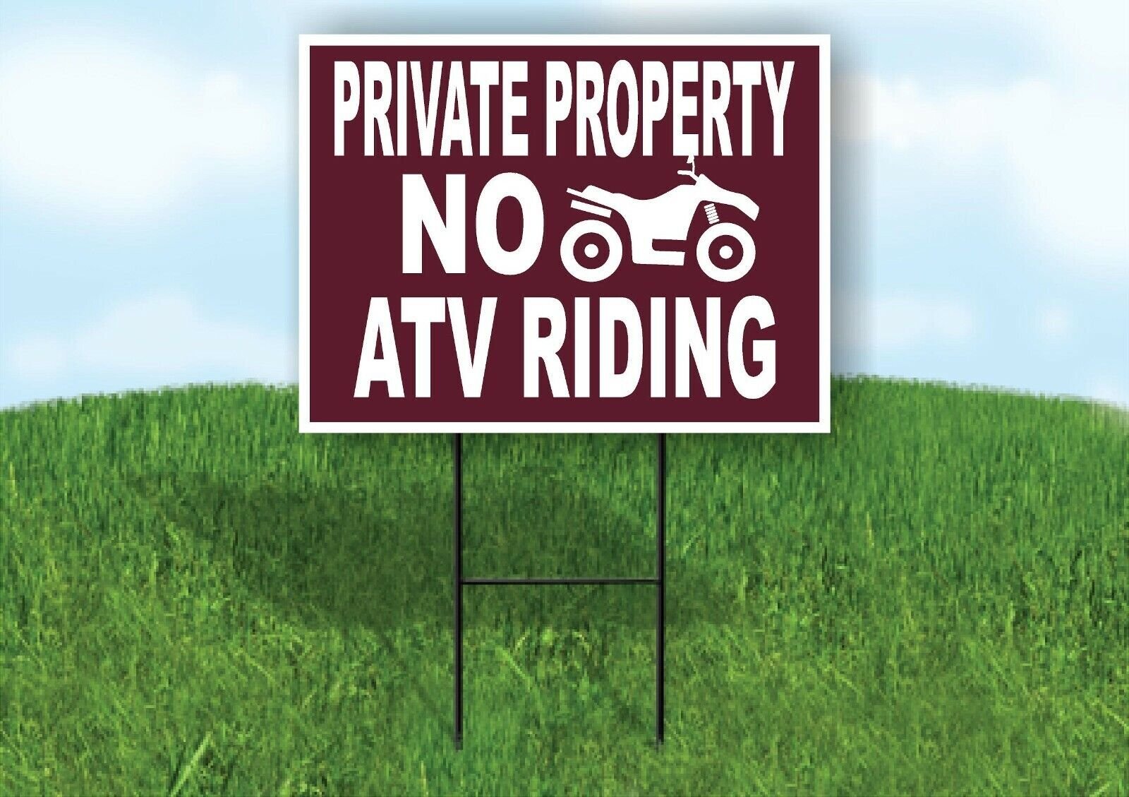 PRIVATE PROPERTY NO ATV BROWN Yard Sign Road with Stand LAWN SIGN