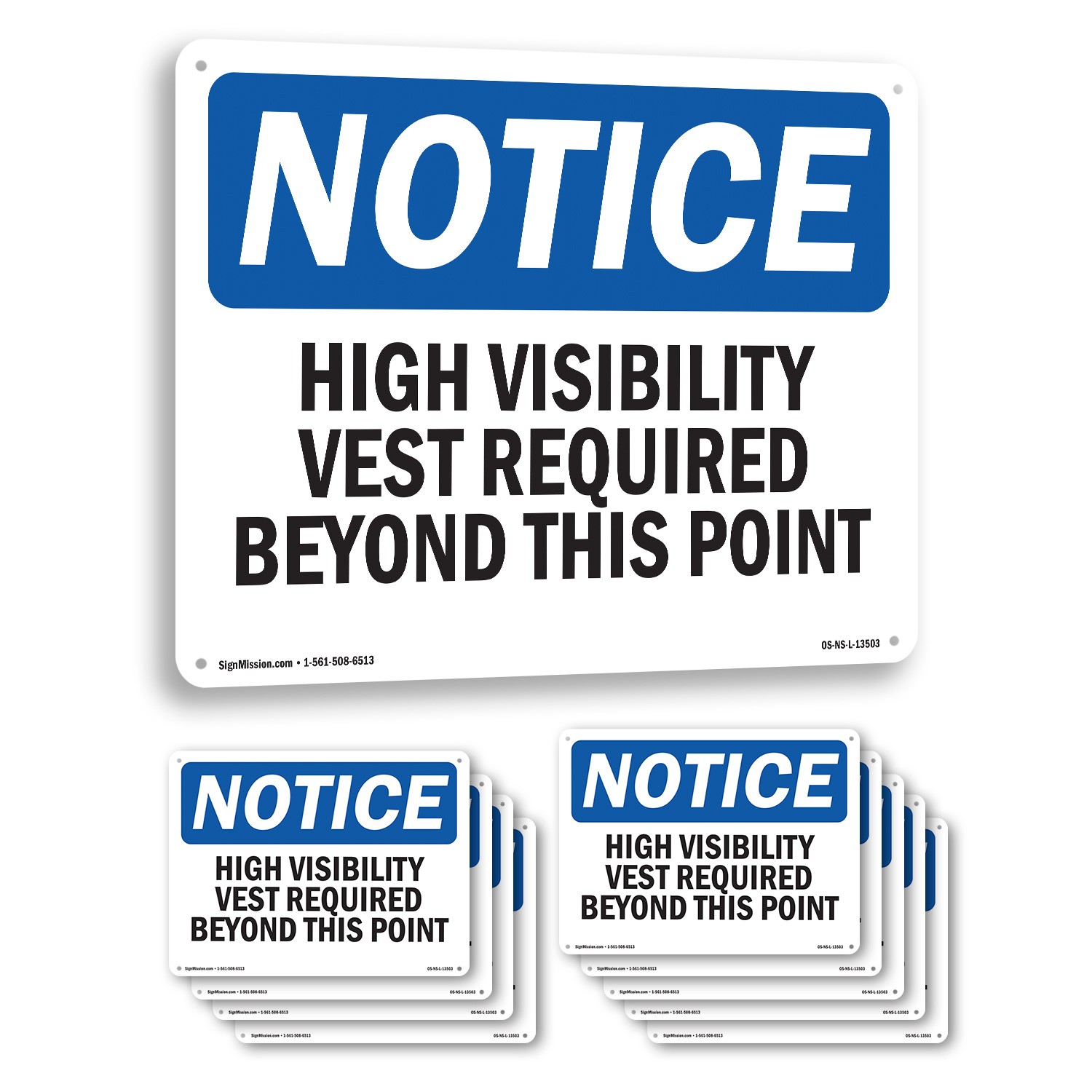 High Visibility Vests Required Beyond This Point OSHA Notice Sign – 5 or 10 Pack