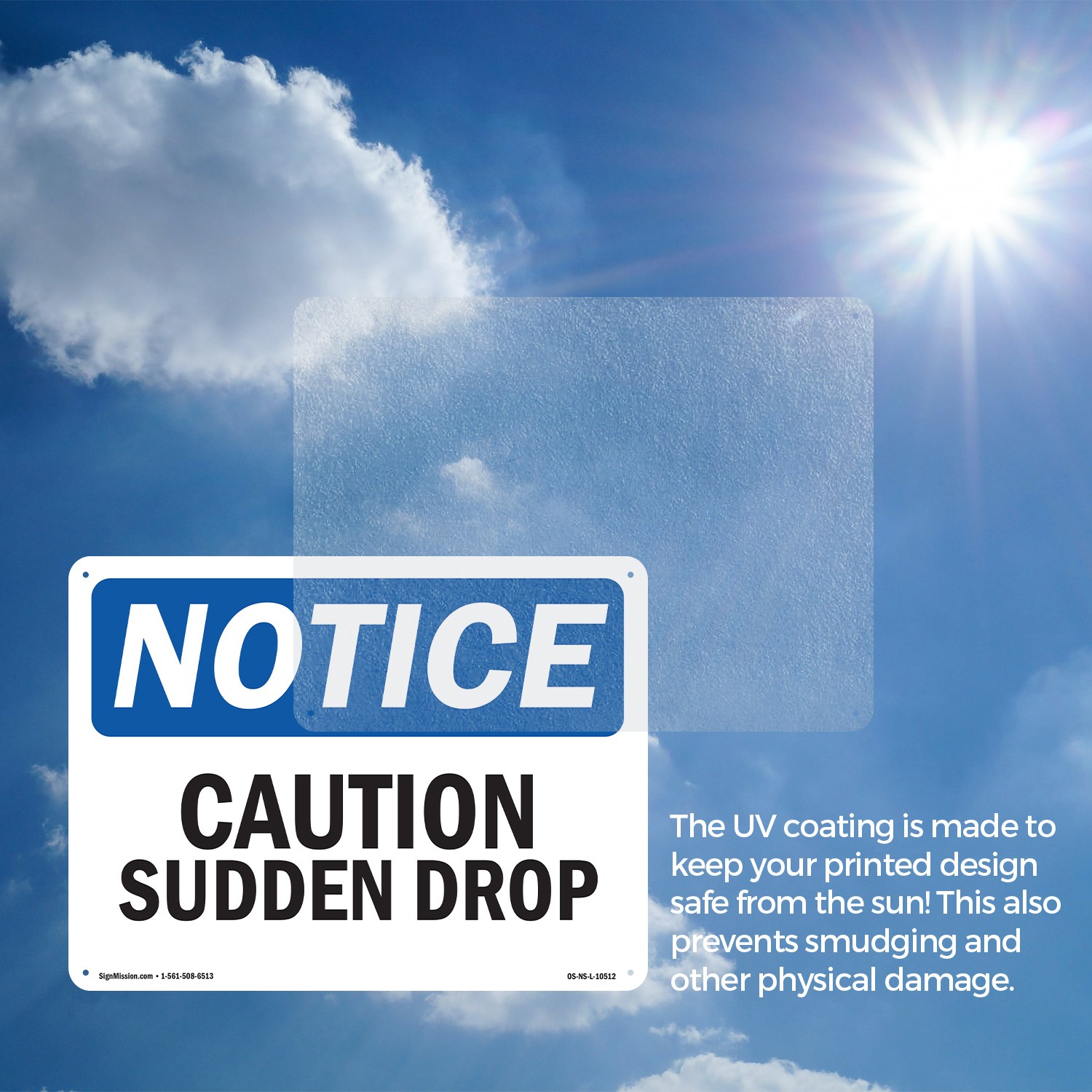 Caution Sudden Drop OSHA Notice Sign Metal, Plastic, Or Decal – 5 or 10 Pack