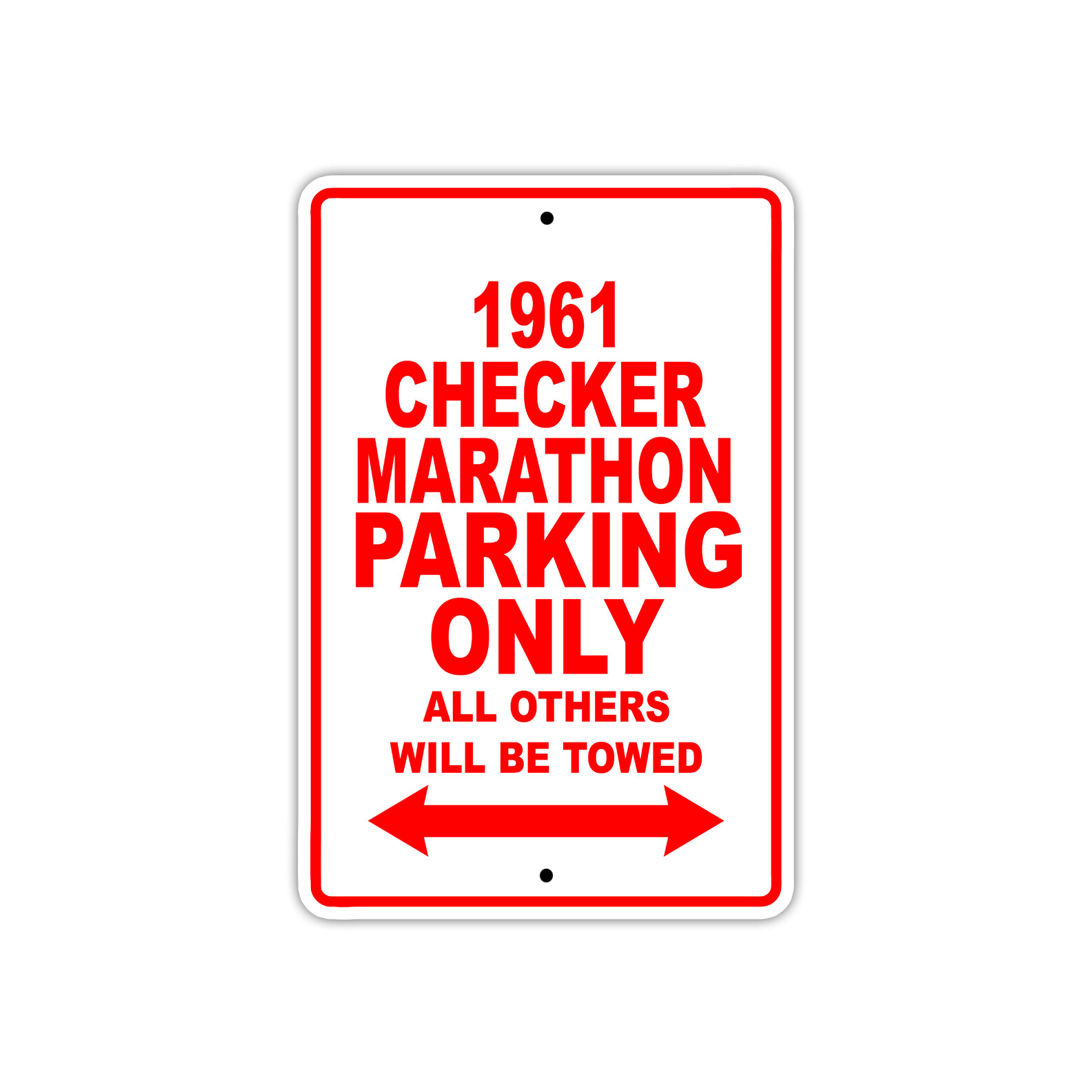 1961 Checker Marathon Parking Only Reserved Parking Notice Décor Aluminum Sign
