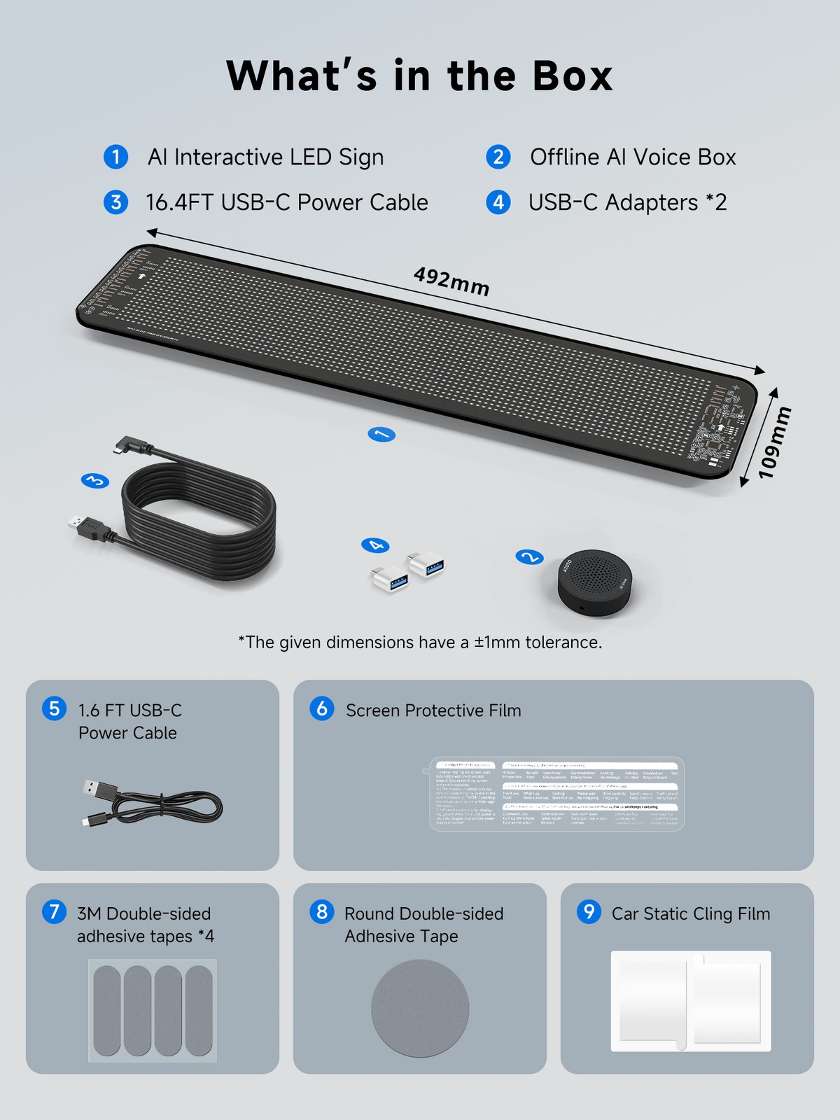 ATOTO 19.4″ USB LED Sign AI Voice Control Bluetooth for Car, Store, Party, Bar