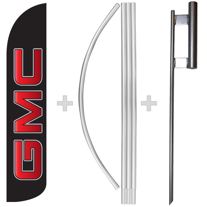 GMC 15′ Tall Windless Swooper Feather Banner Flag & Pole Kit