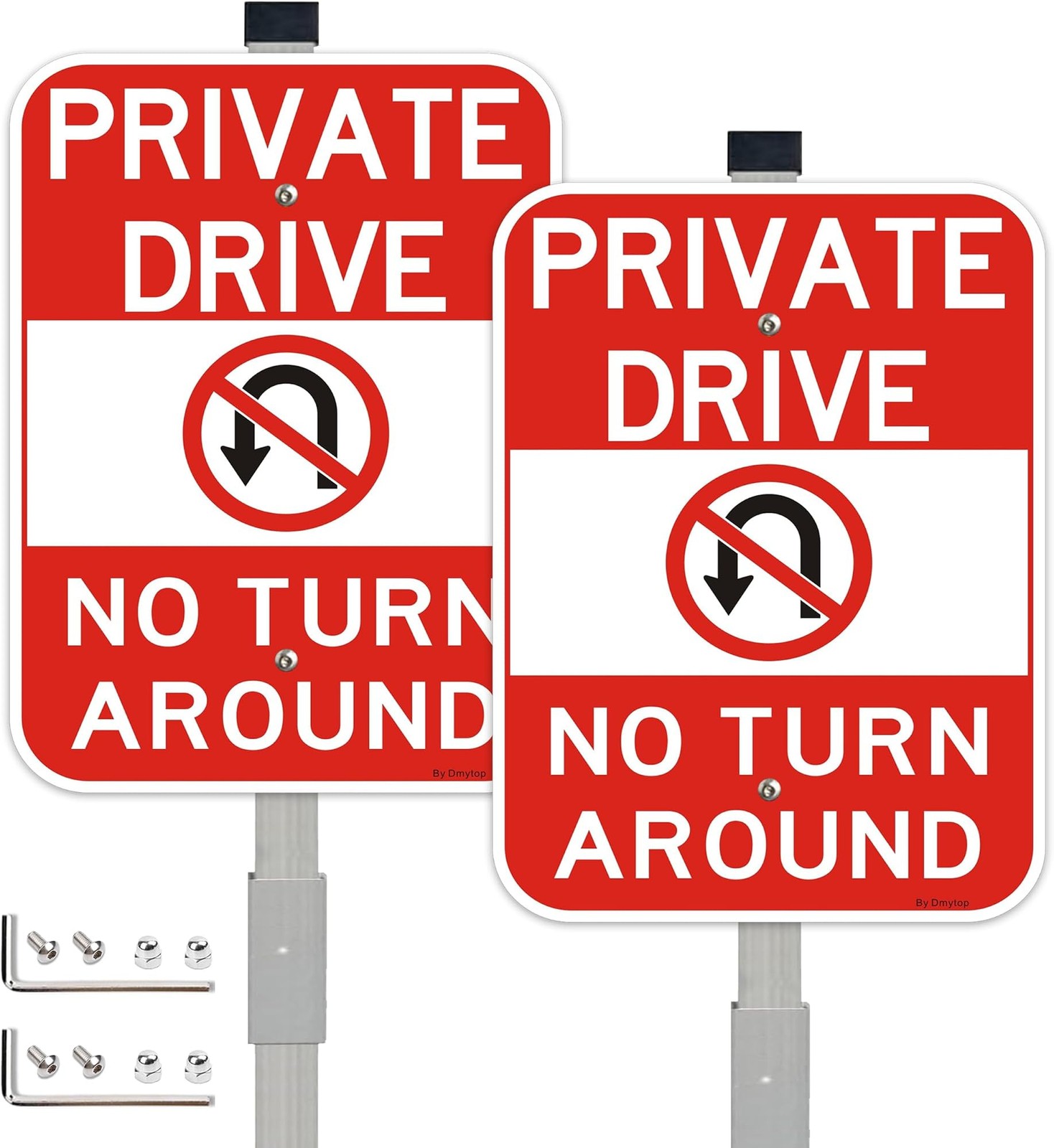 2Pack 14×10 inch Private Drive No Turn Around Sign with 36″ Stake, Aluminum |…