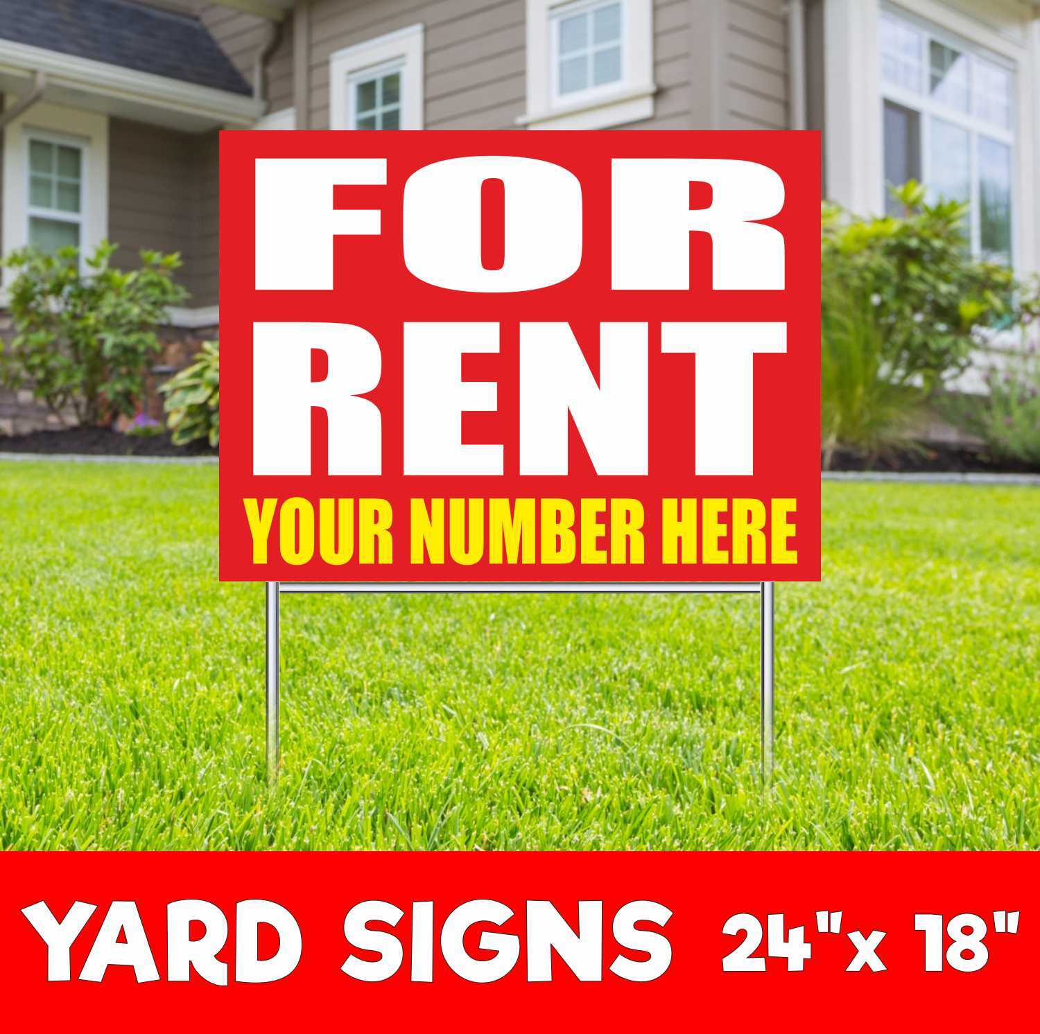 FOR RENT Yard Sign Corrugate Plastic with H-Stakes Realtor Lease Room House