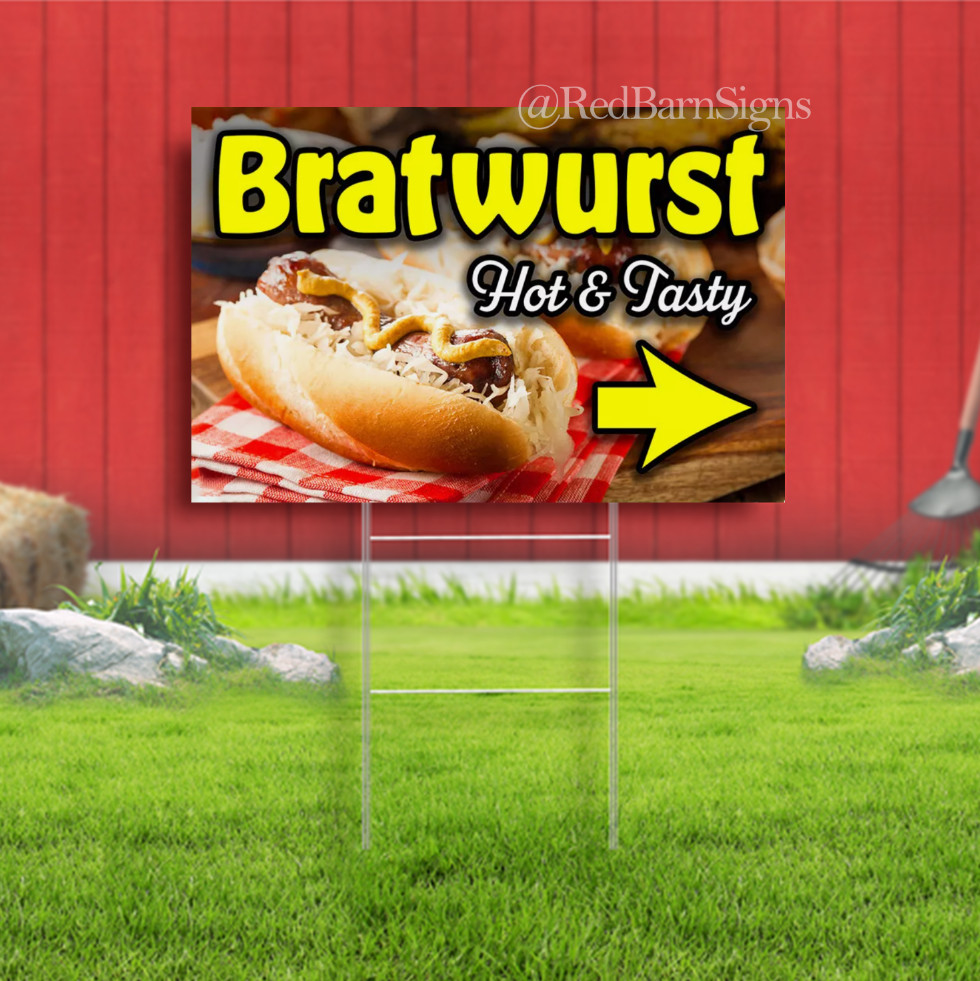Bratwurst arrow One-Sided Yard Signs with Metal Stakes