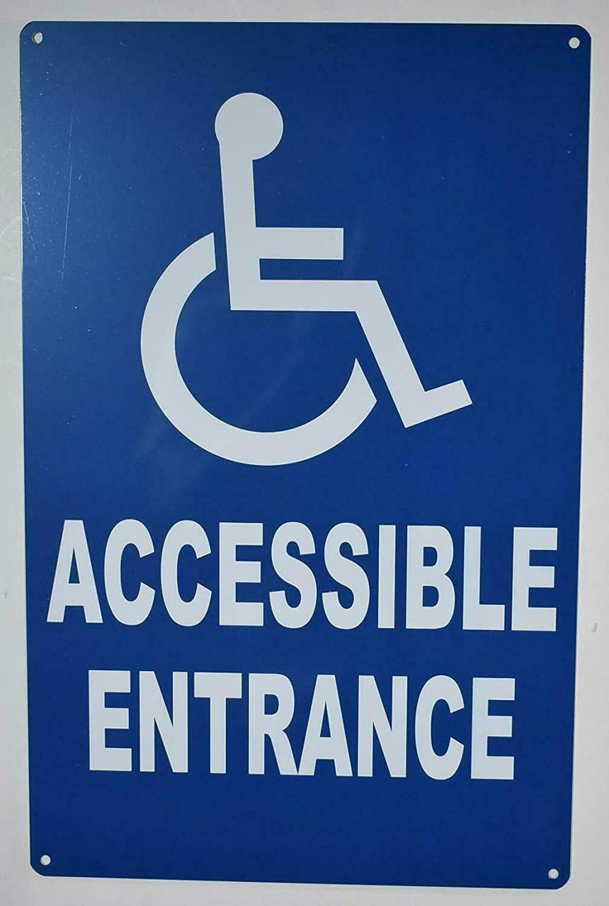 Wheelchair Accessible Entrance Sign (Blue,9×14)-The Pour …-REF24-1027