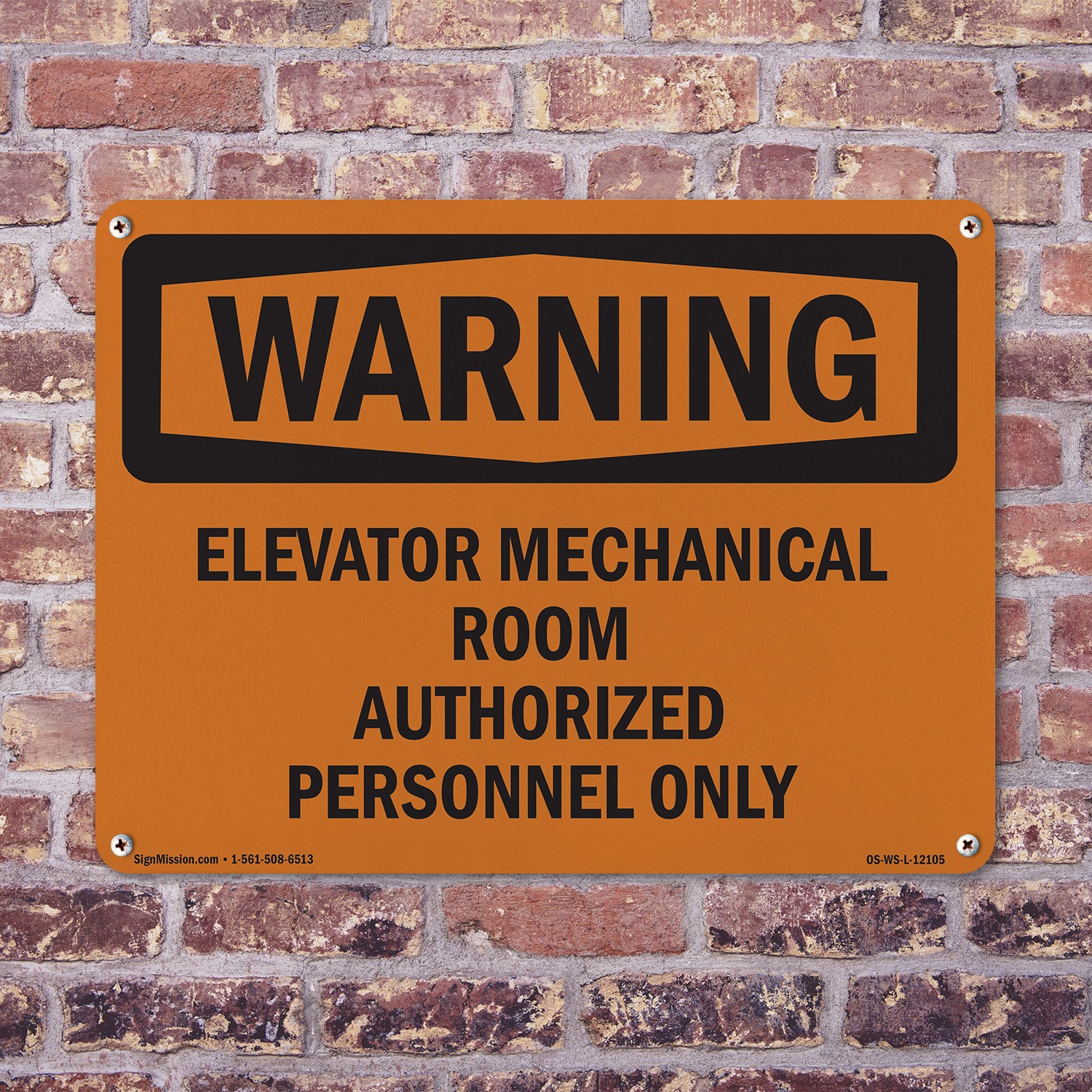 Elevator Mechanical Room Authorized Personnel Only OSHA WARNING Sign 5/10 Pack