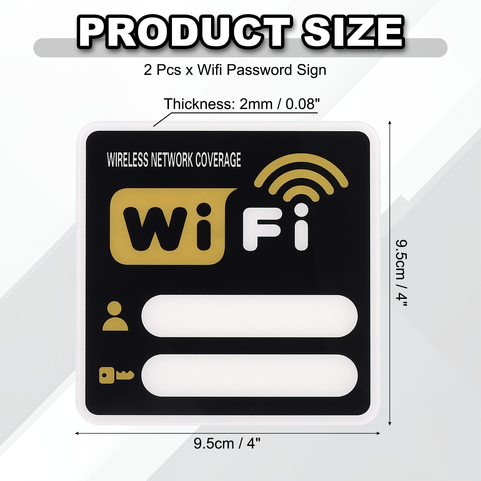 4″ x 4″ Wifi Password Sign, 2 Pcs Acrylic WiFi Sign Self Adhesive, Gold