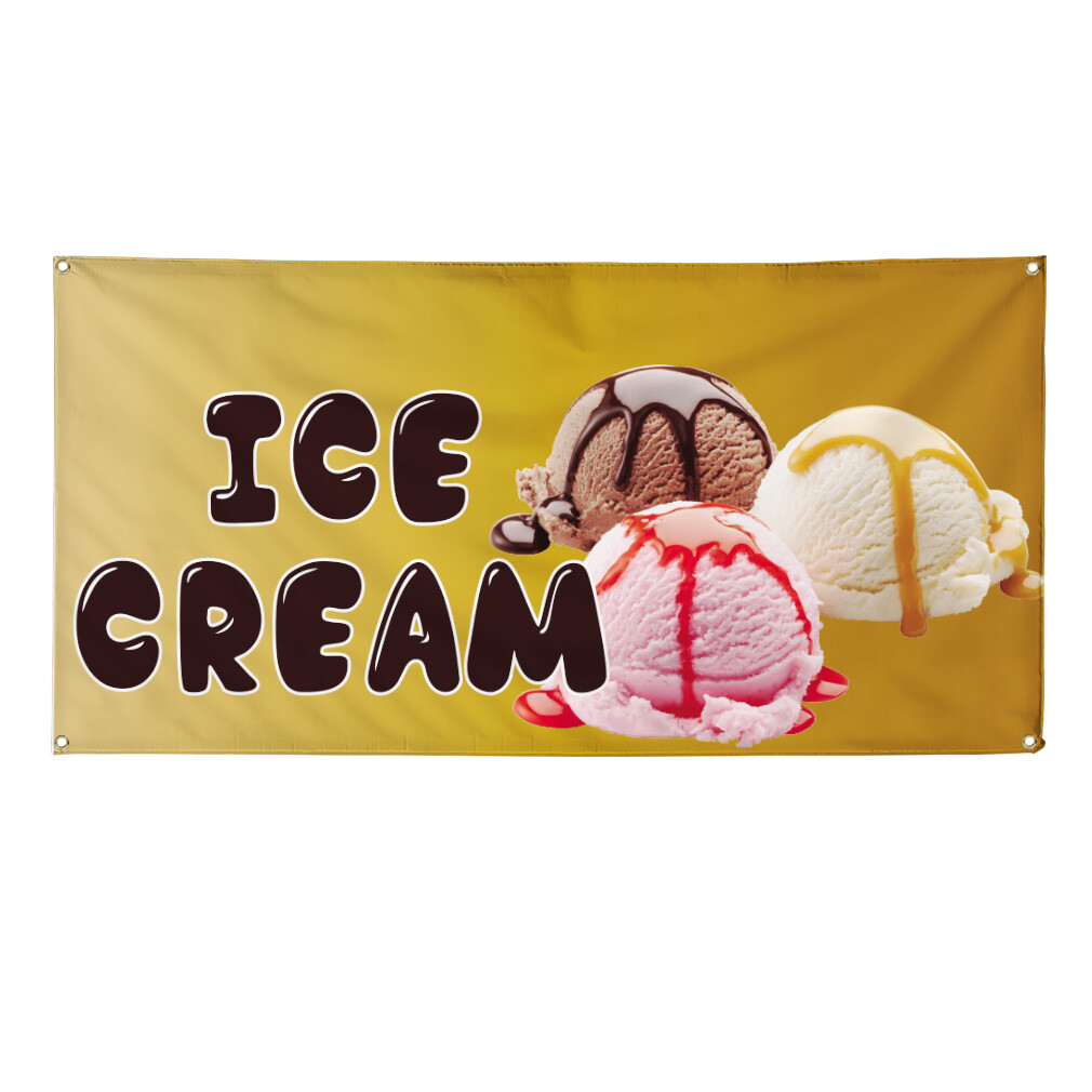 Vinyl Banner Multiple Sizes Ice Cream Outdoor Advertising Printing J Retail
