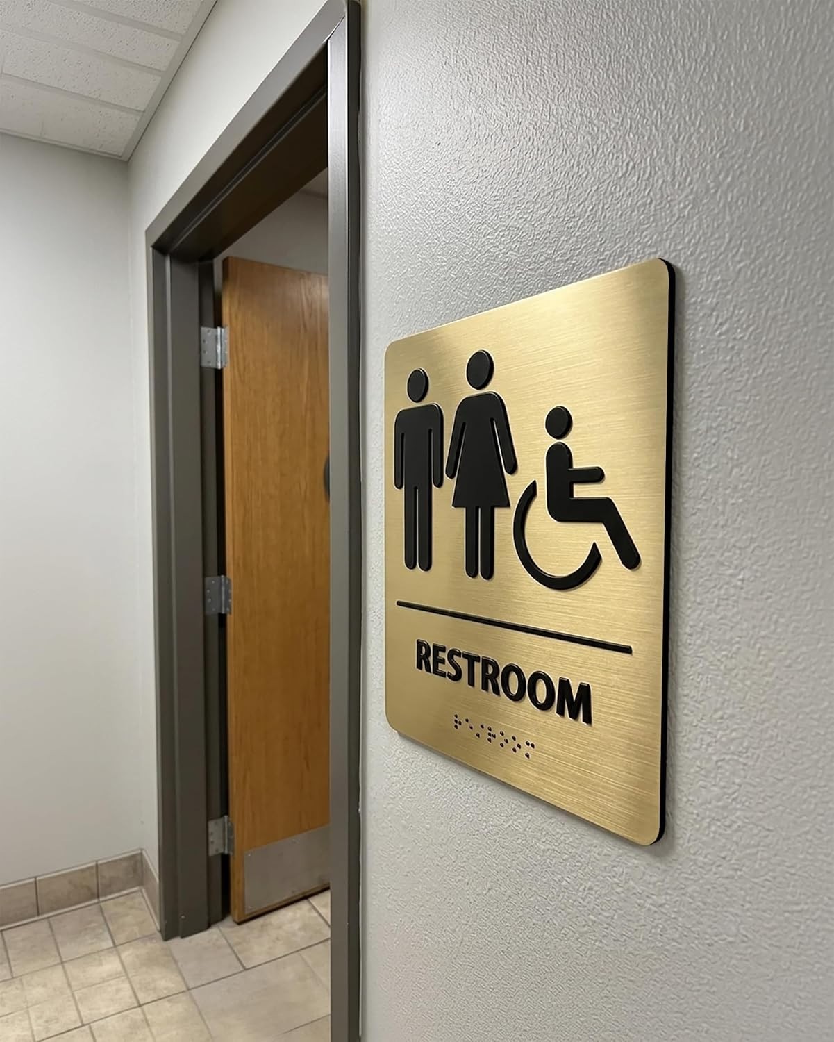 Professional Unisex Restroom Sign with Braille – 8″ x 6″ Easy Install